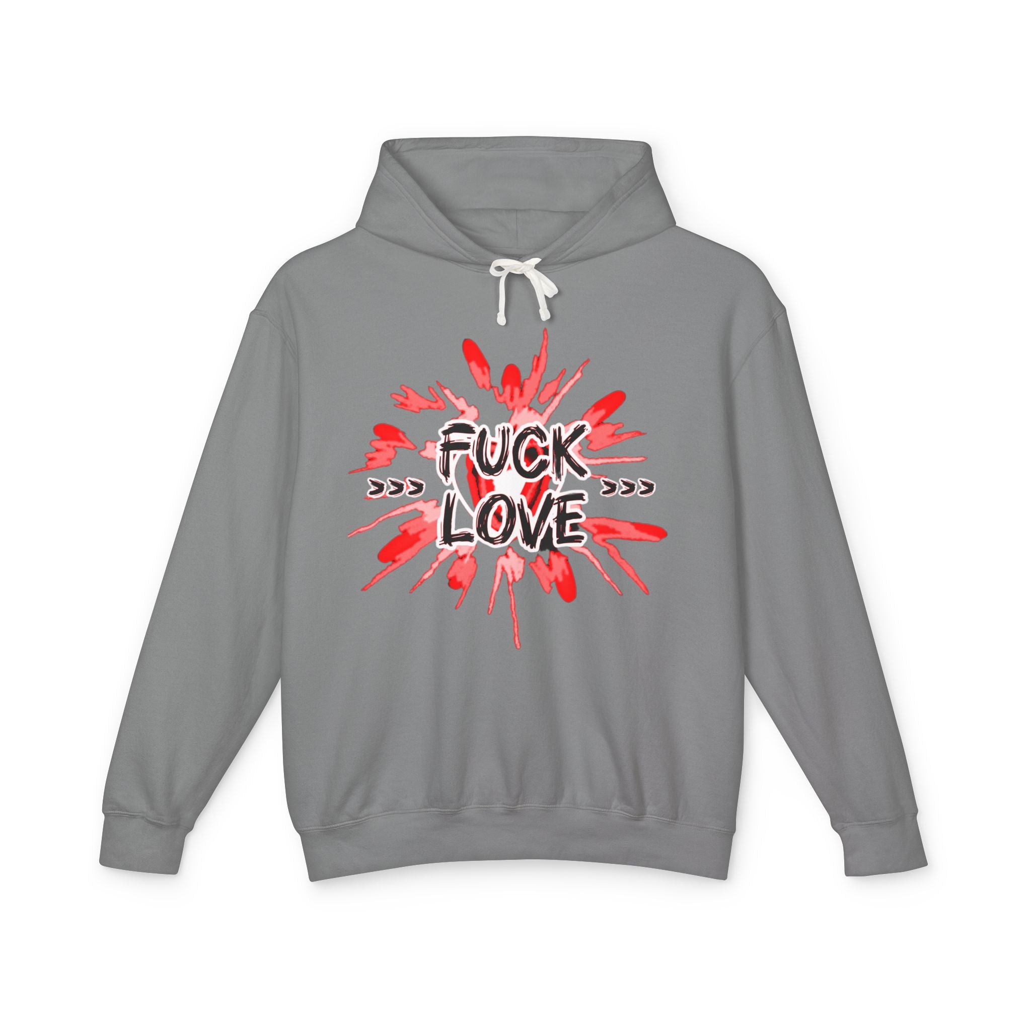 Fuck Love Hoodie — Edgy Anti-Valentine Graphic Hooded Sweatshirt