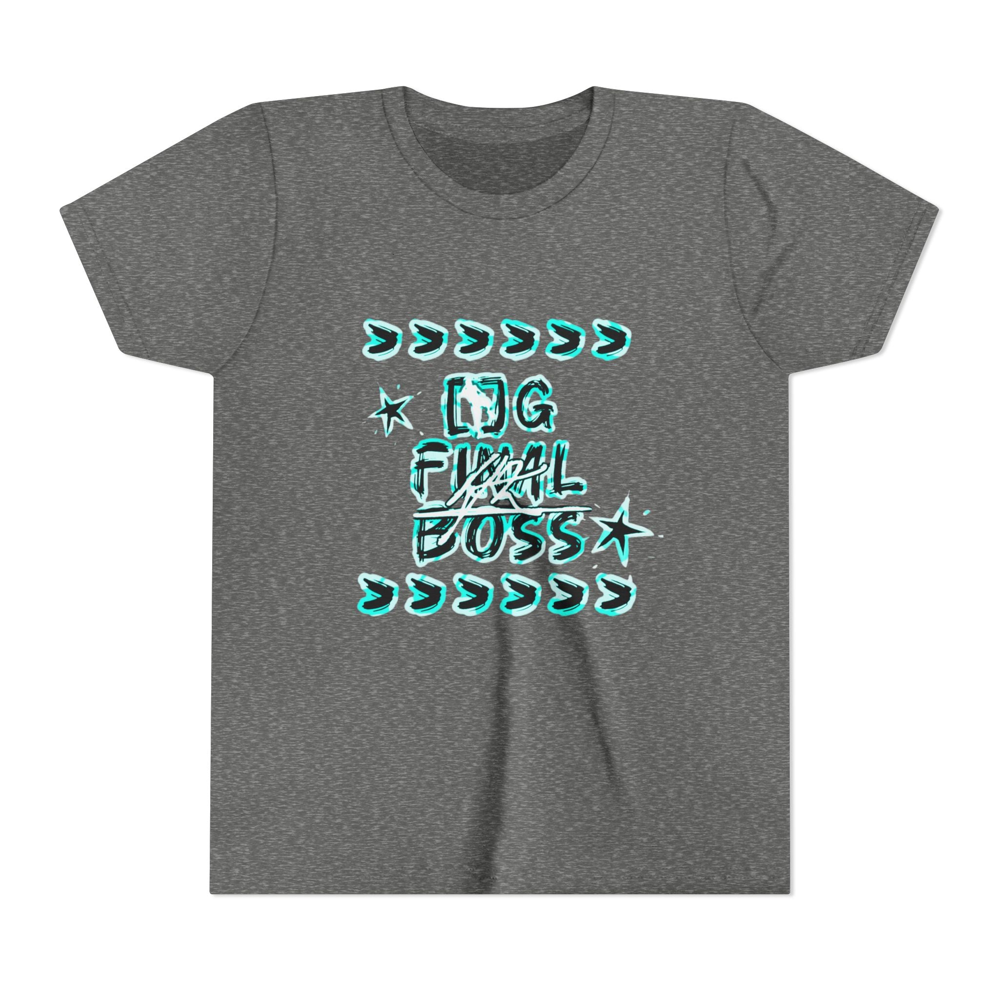 Youth Tee — "OG Final Boss" Graphic Shirt with Cyan Star Nameback