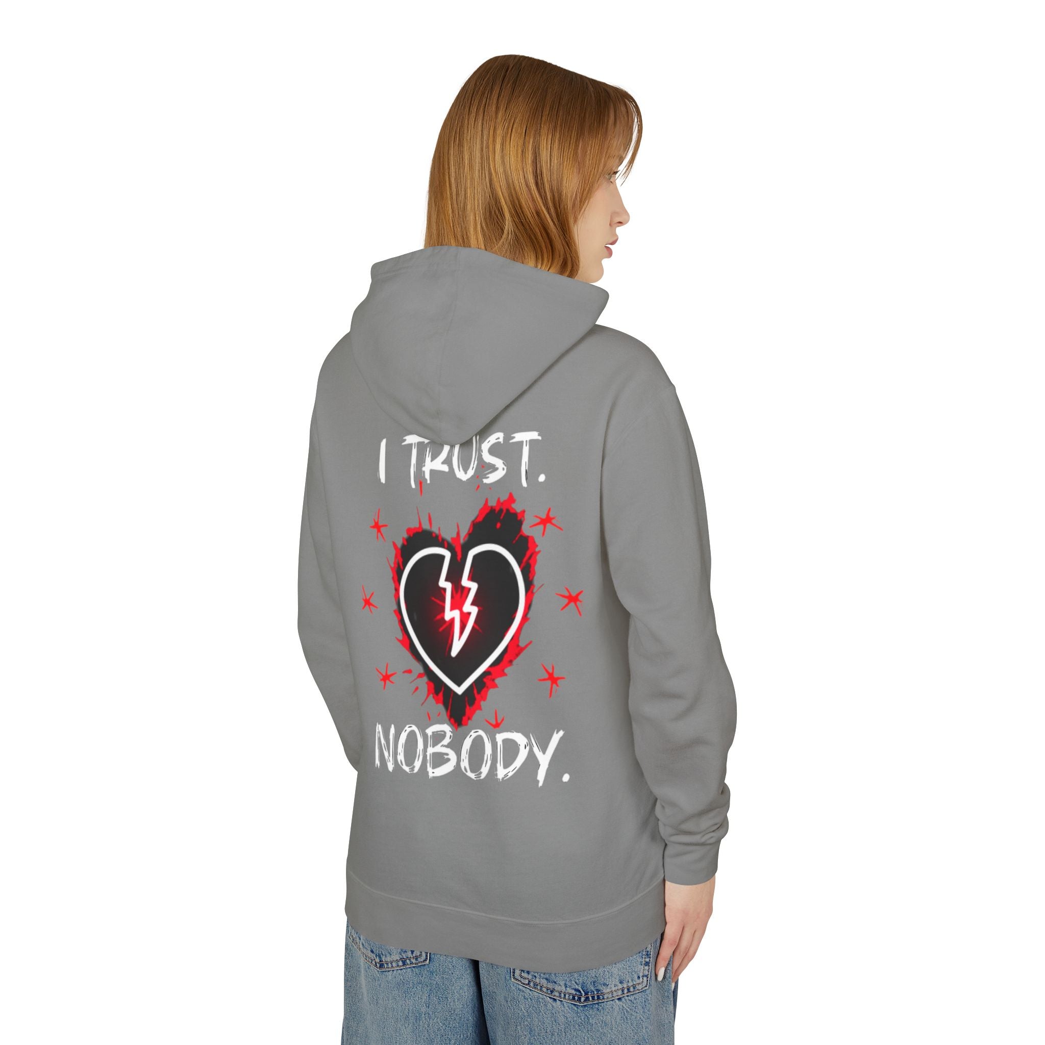 Unisex Lightweight Hooded - Broken Heart Graphic - Sweatshirt