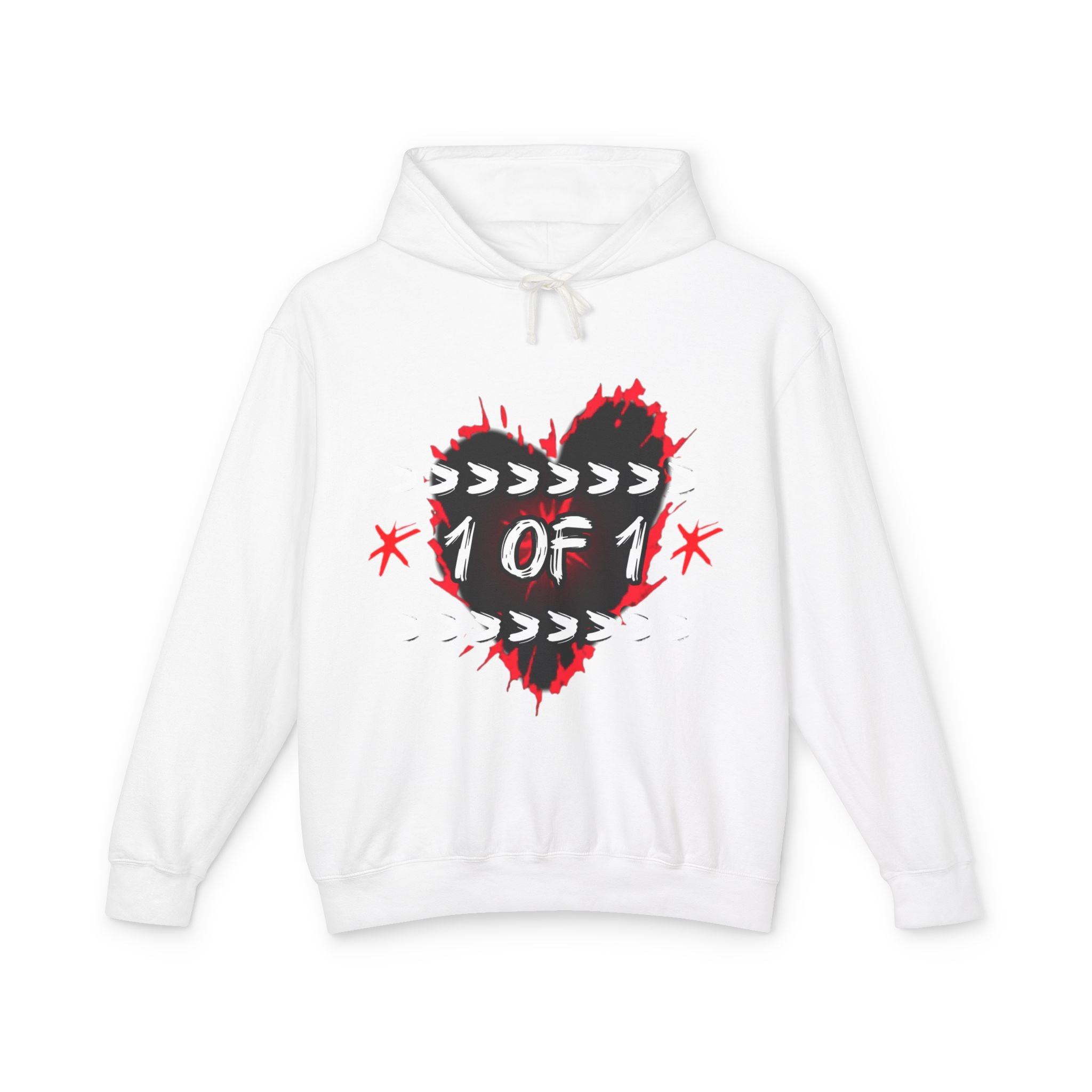 1 of 1 Heart Hoodie — Unique Graphic Lightweight Hooded Sweatshirt