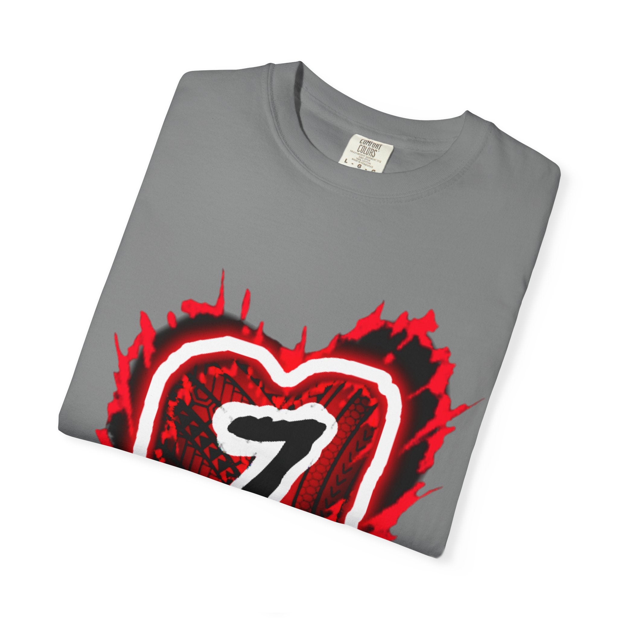 Heart Number 7 T-Shirt — Red Grunge Heart Graphic Tee