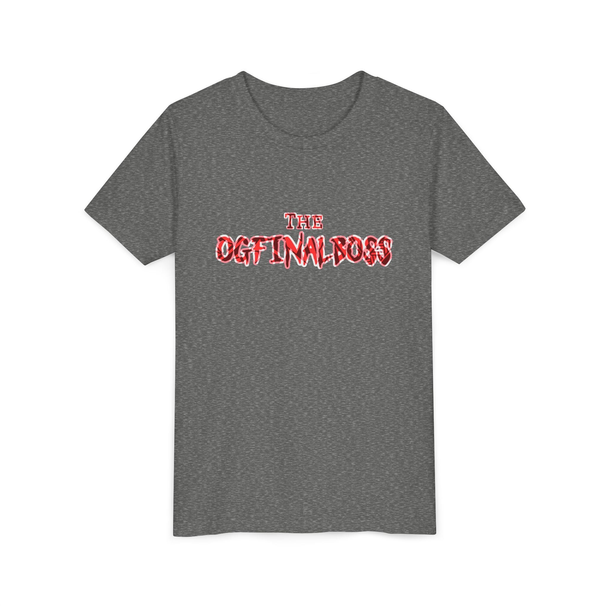 Youth Tee — “The Original Boss” Red Grunge Graphic (Angel Power)