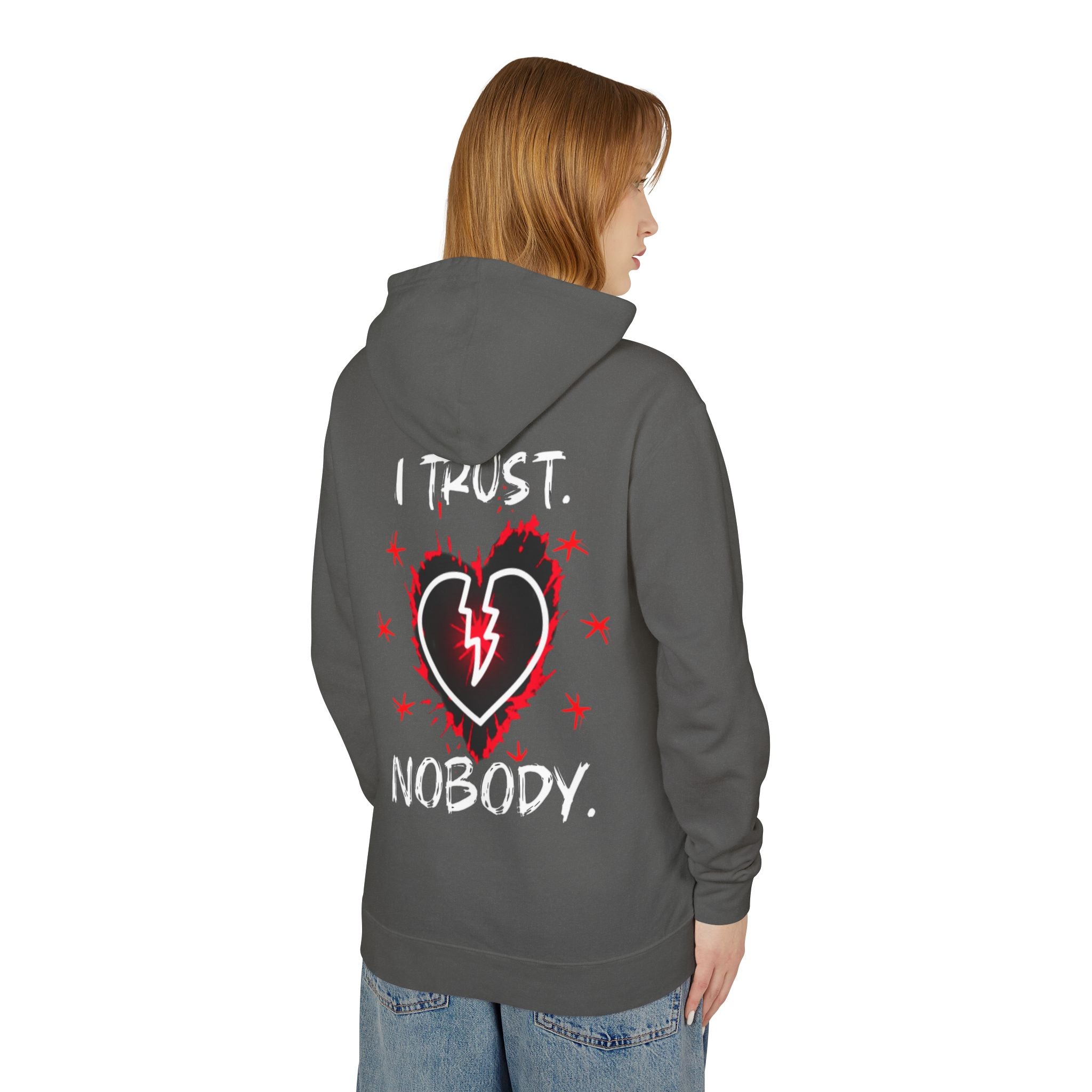 Unisex Lightweight Hooded - Broken Heart Graphic - Sweatshirt