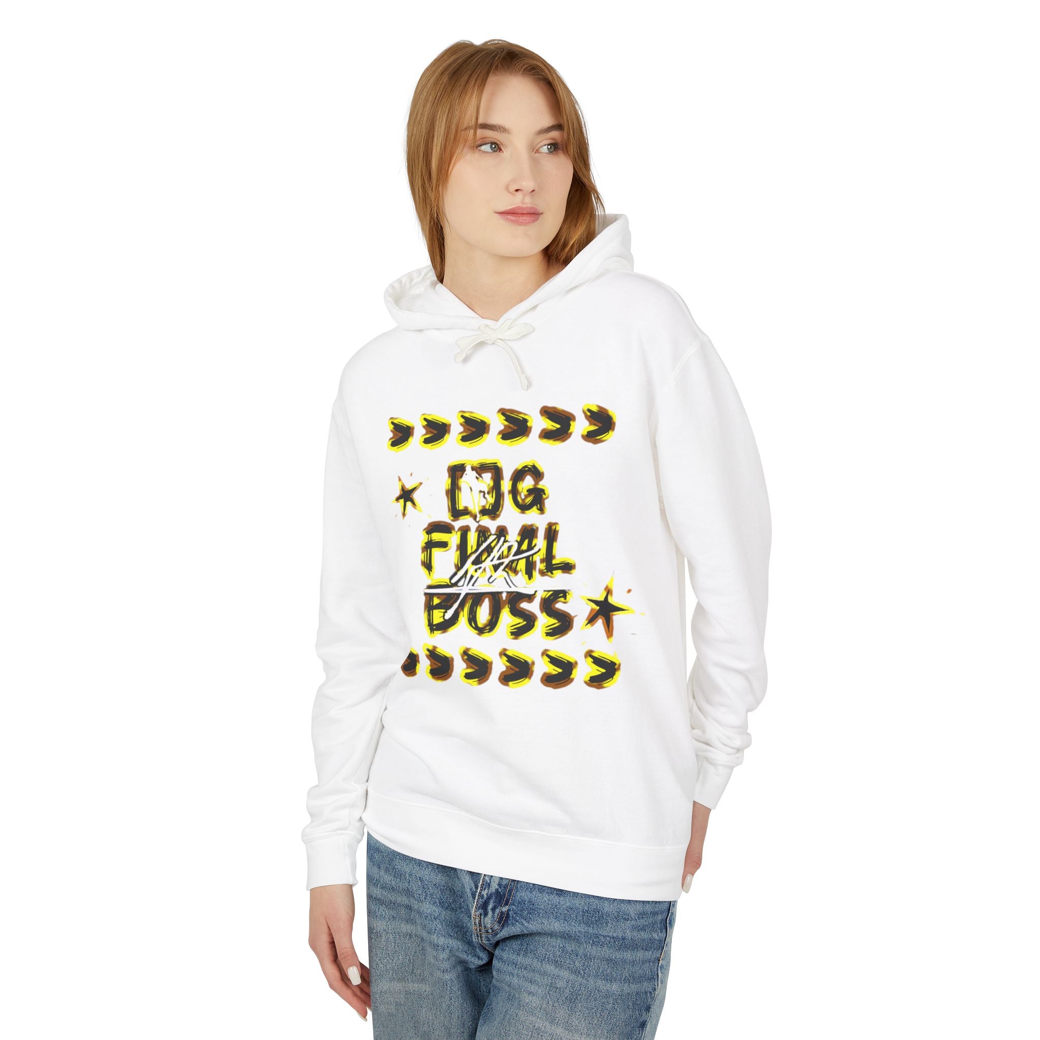 Hoodie — “OG Final Boss” Gold Star Graphic Lightweight Hooded Sweatshirt