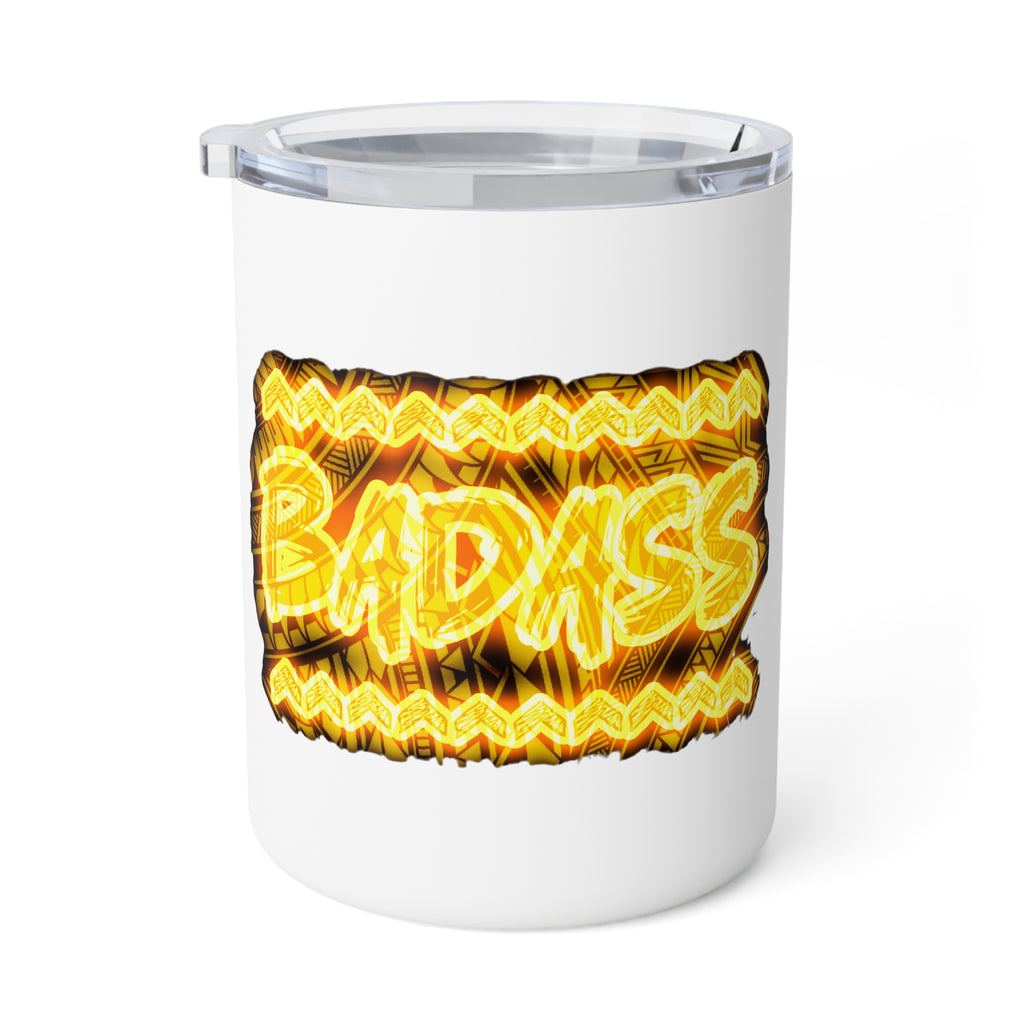 Badass Insulated Coffee Mug — 10oz Travel Tumbler with Bold Gold Graphic