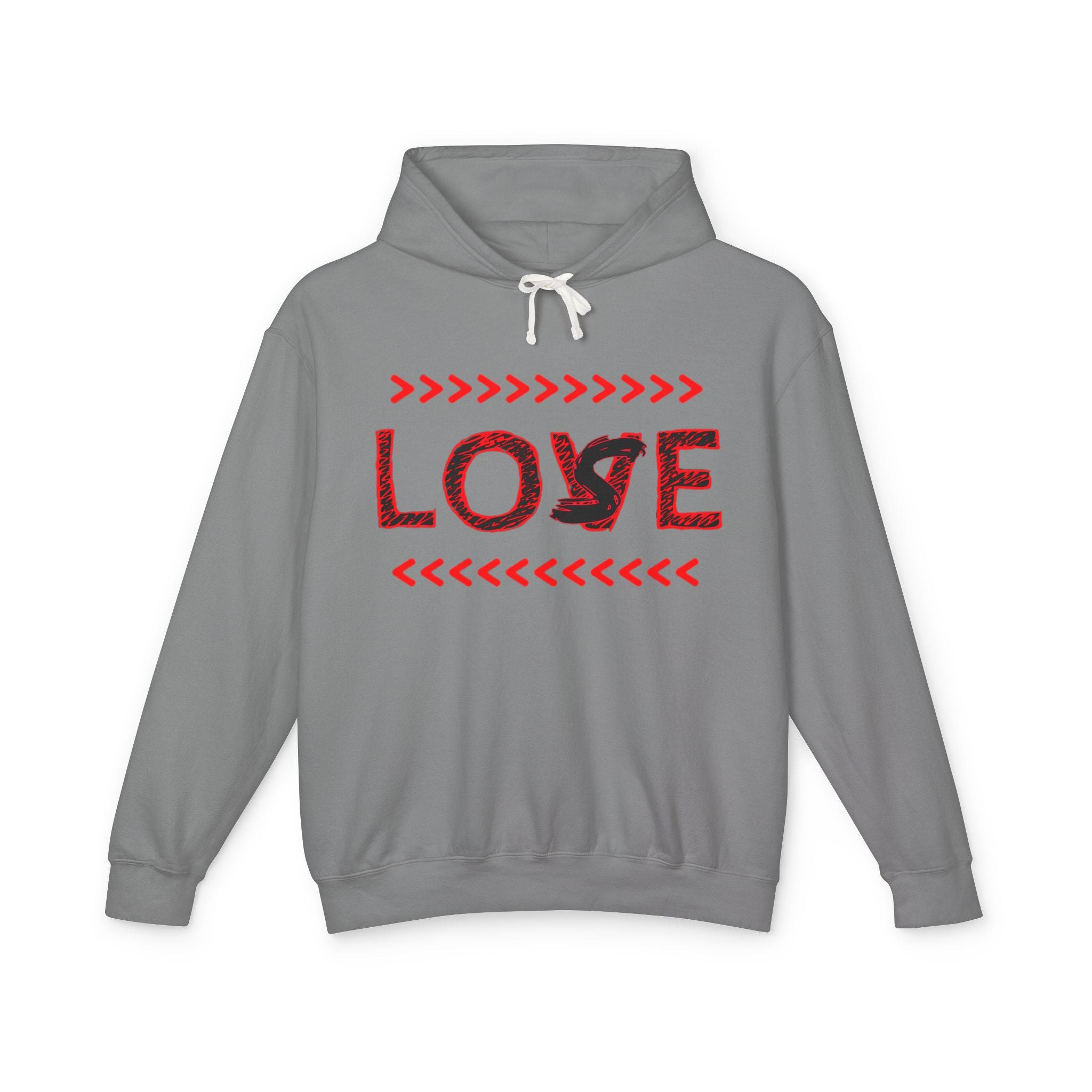 Love Arrow Hoodie — Red 'LOVE/LOSE' Graphic Lightweight Hooded Sweatshirt