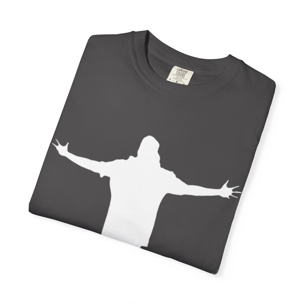 Cruciform Silhouette T-Shirt — Minimalist Jesus Outline Graphic Tee