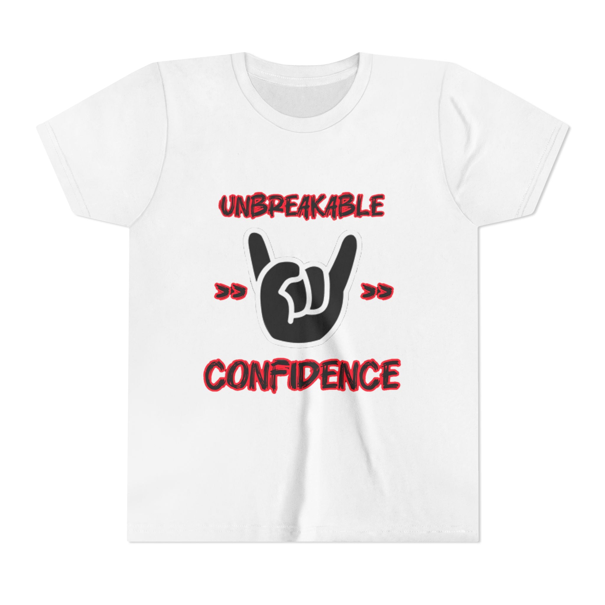Youth Tee — "Unbreakable Confidence" Graphic Shirt with Hand Sign Design