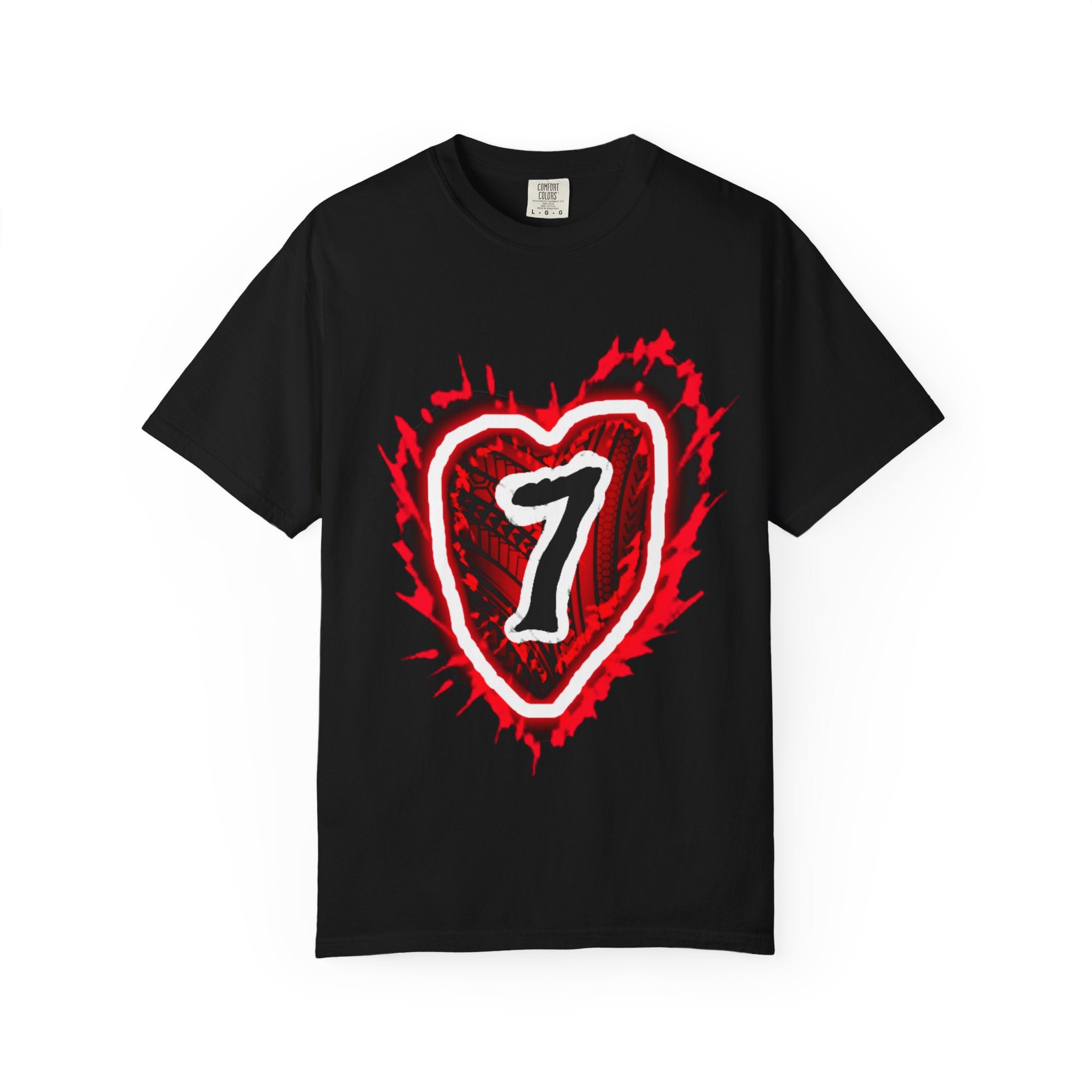 Heart Number 7 T-Shirt — Red Grunge Heart Graphic Tee