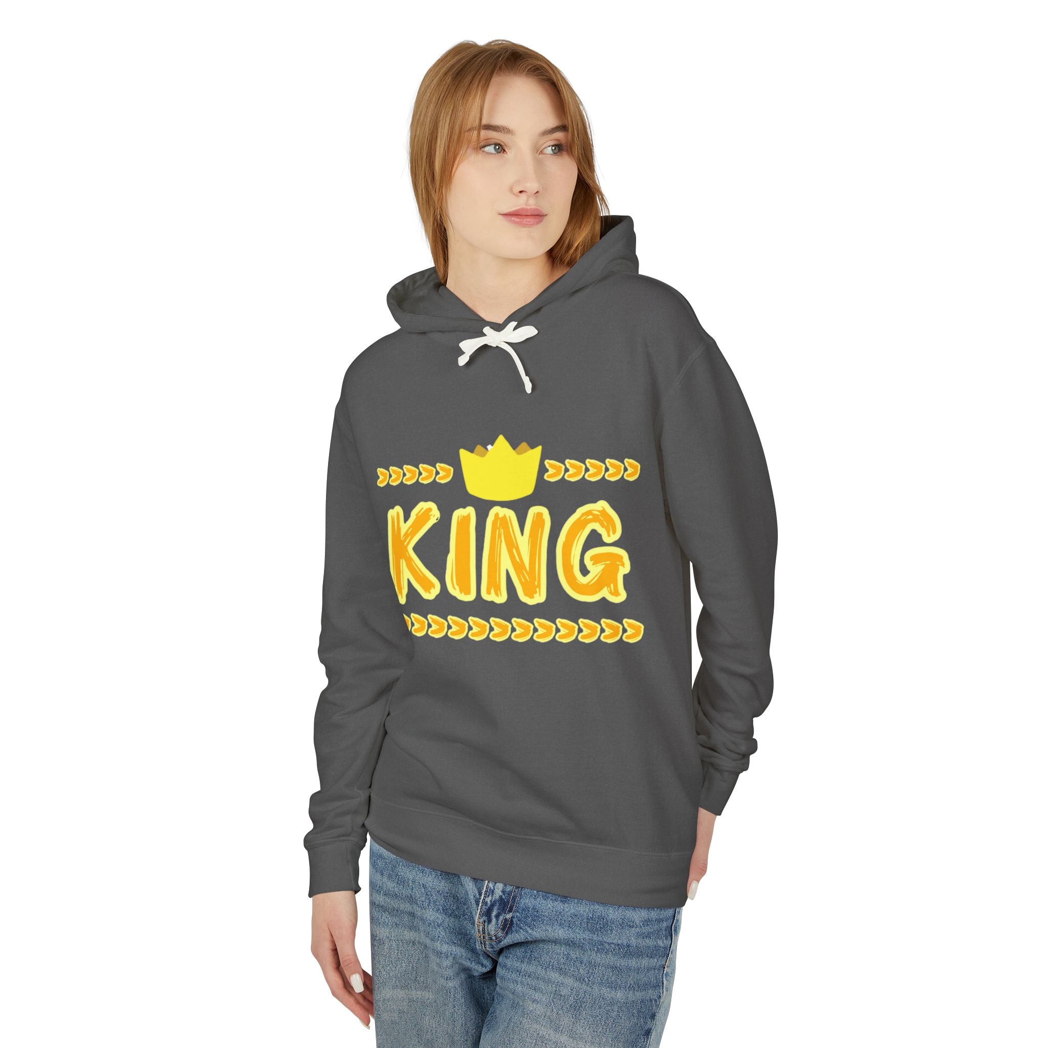 King Graphic Hoodie — Yellow Crown Casual Pullover