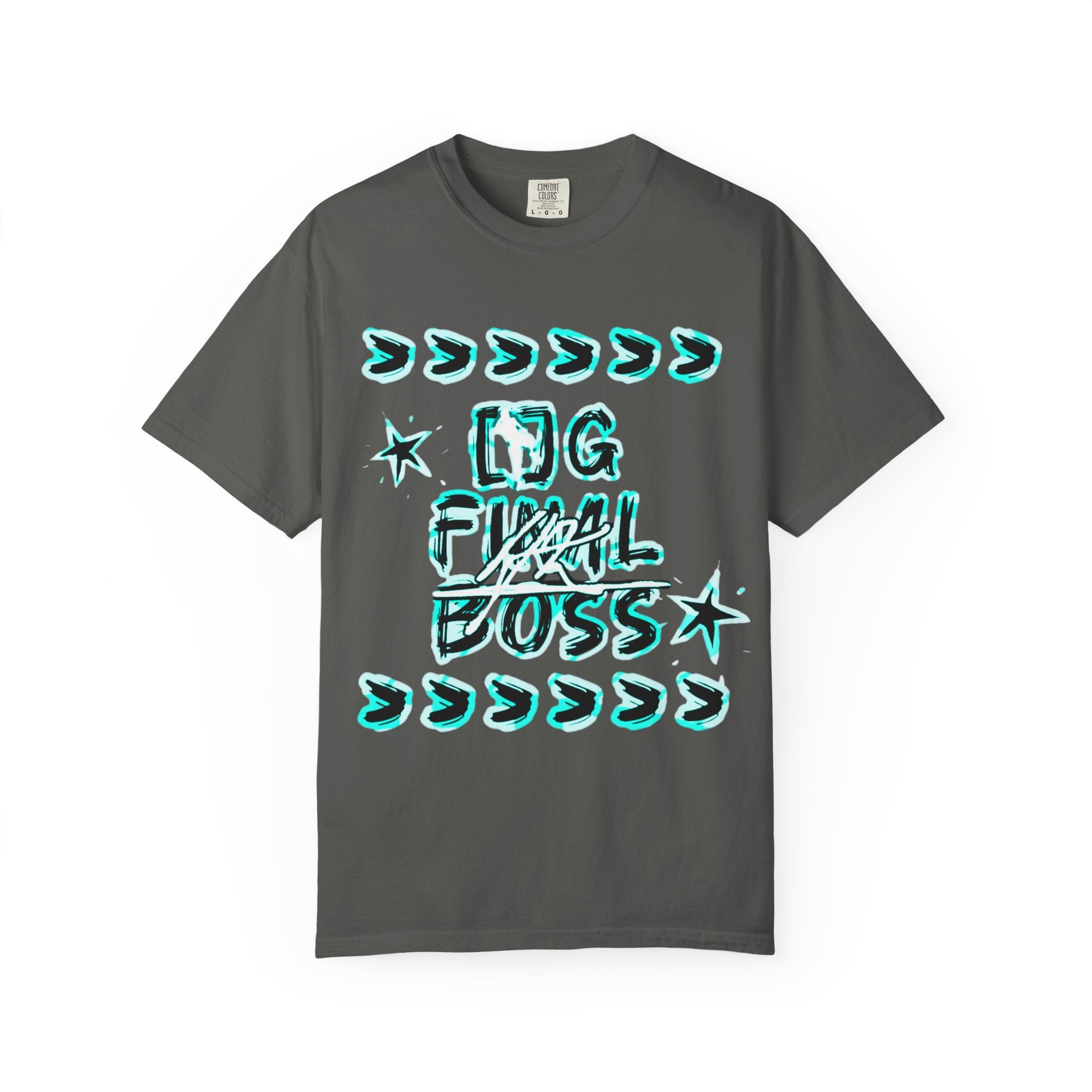 OG Final Boss Graphic Cyan star designed T-shirt - Streetwear
