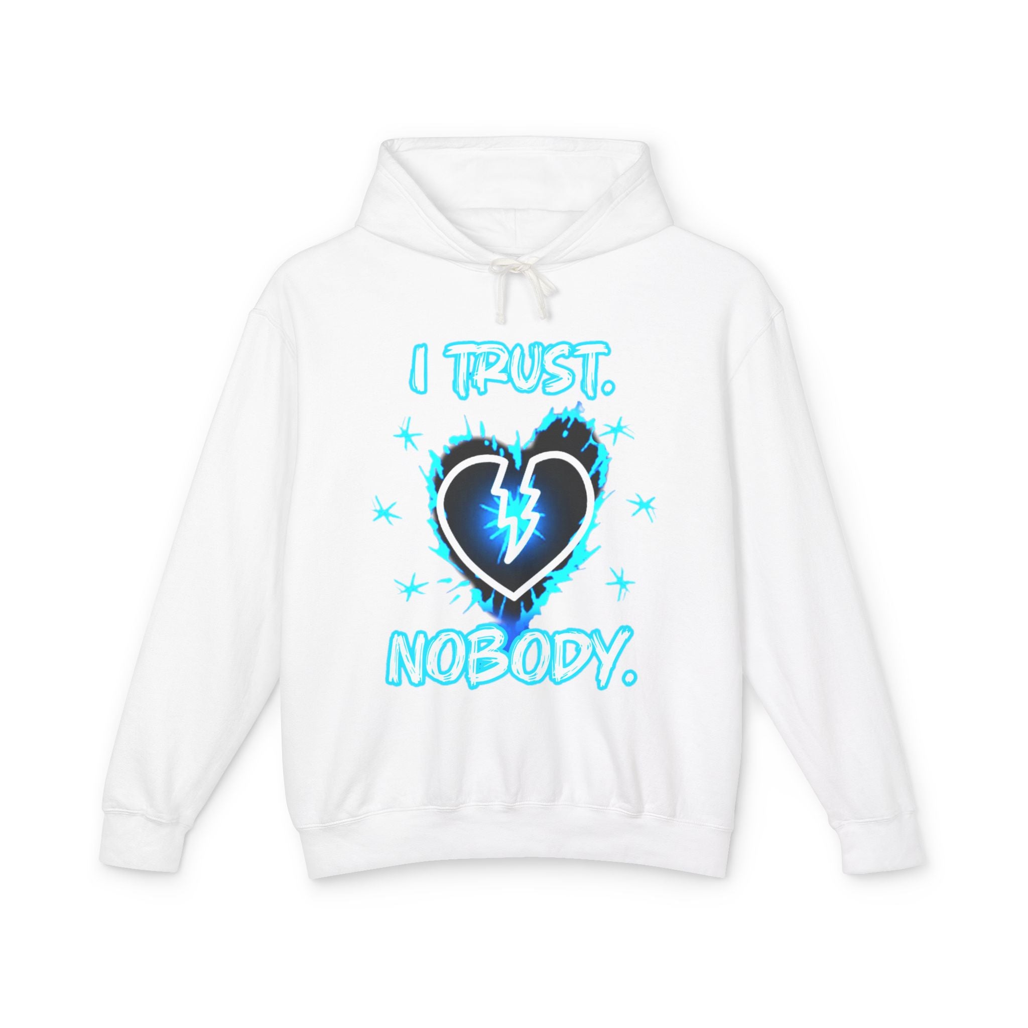 I Trust Nobody Hoodie — Broken Heart Graphic Lightweight Sweatshirt