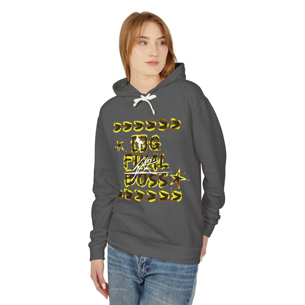 Hoodie — “OG Final Boss” Gold Star Graphic Lightweight Hooded Sweatshirt