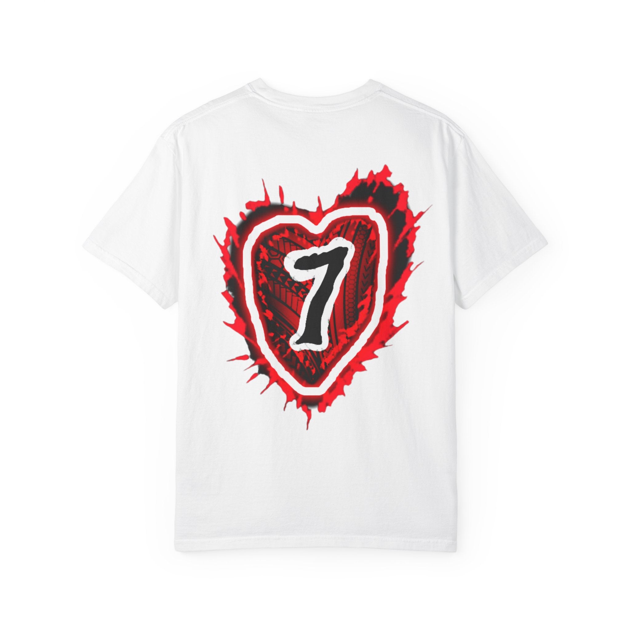 Heart Number 7 T-Shirt — Red Grunge Heart Graphic Tee