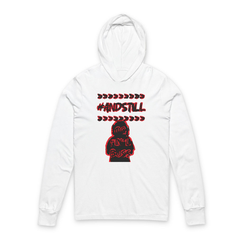 #ANDSTILL Graphic Hooded Long Sleeve Tee — Retro Silhouette Streetwear
