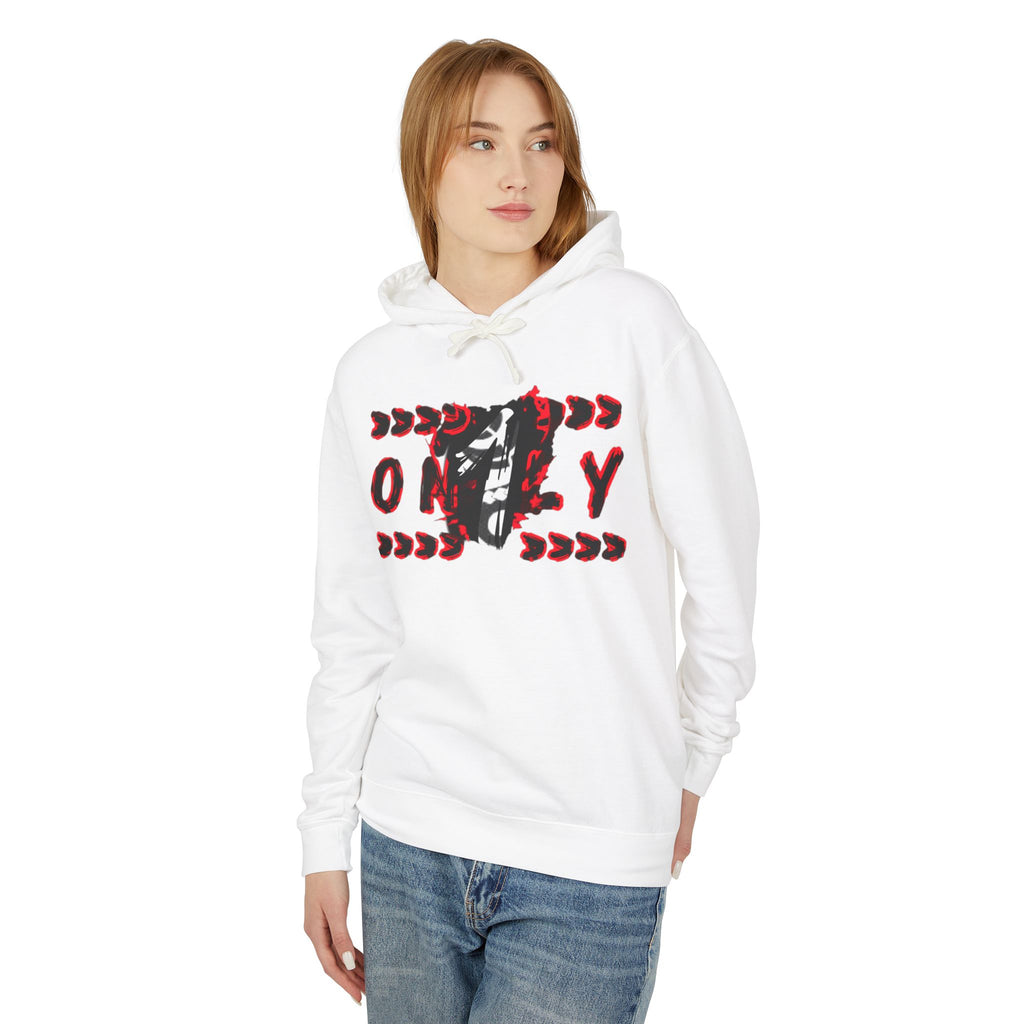 Only 1 Hoodie — Edgy Red & Black Graphic Hooded Sweatshirt