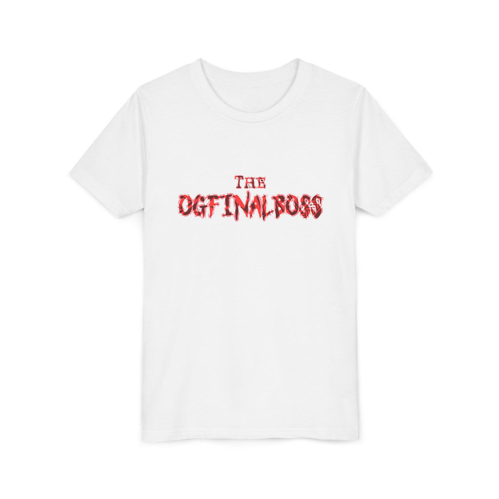 Youth Tee — “The Original Boss” Red Grunge Graphic (Angel Power)