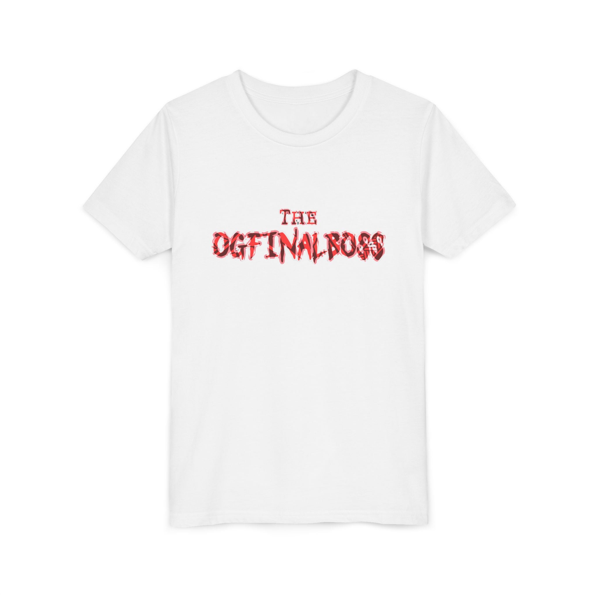 Youth Tee — “The Original Boss” Red Grunge Graphic (Angel Power)