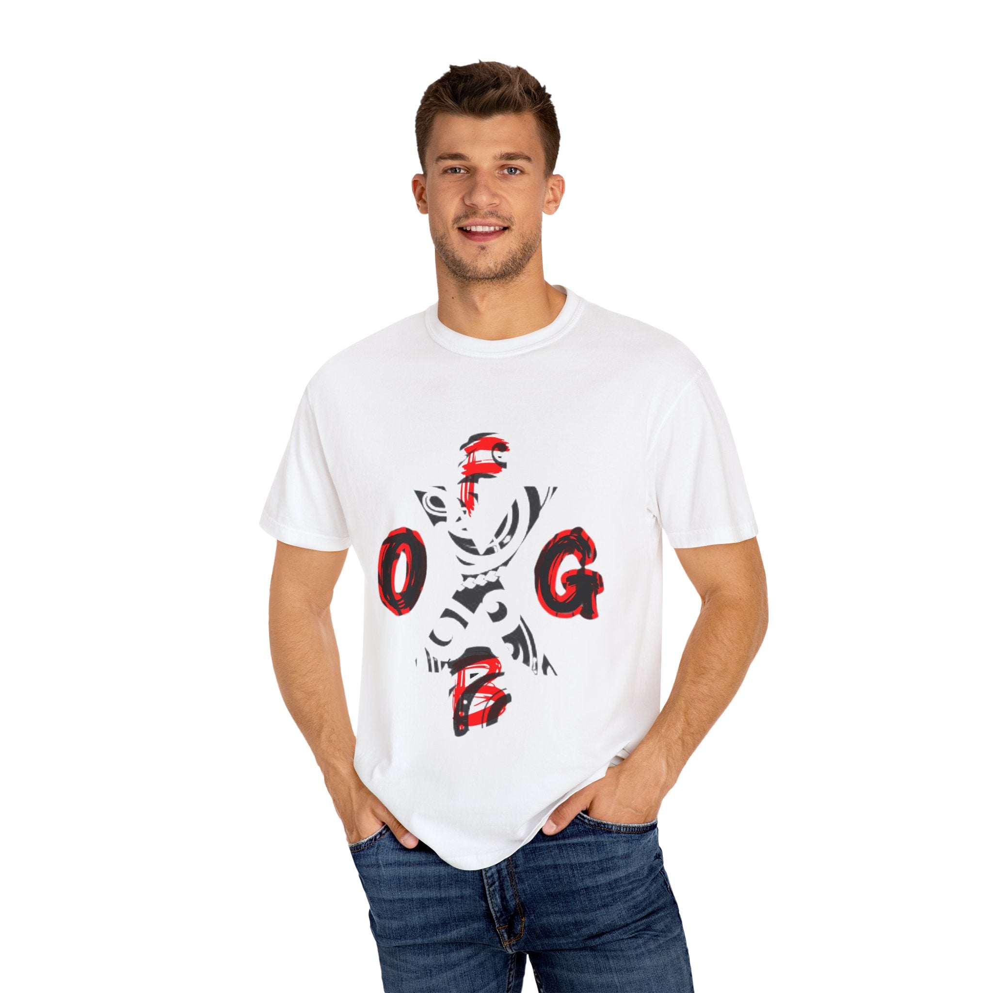 OGFB Abstract Graphic T-Shirt — Red & Black Tribal Lettering