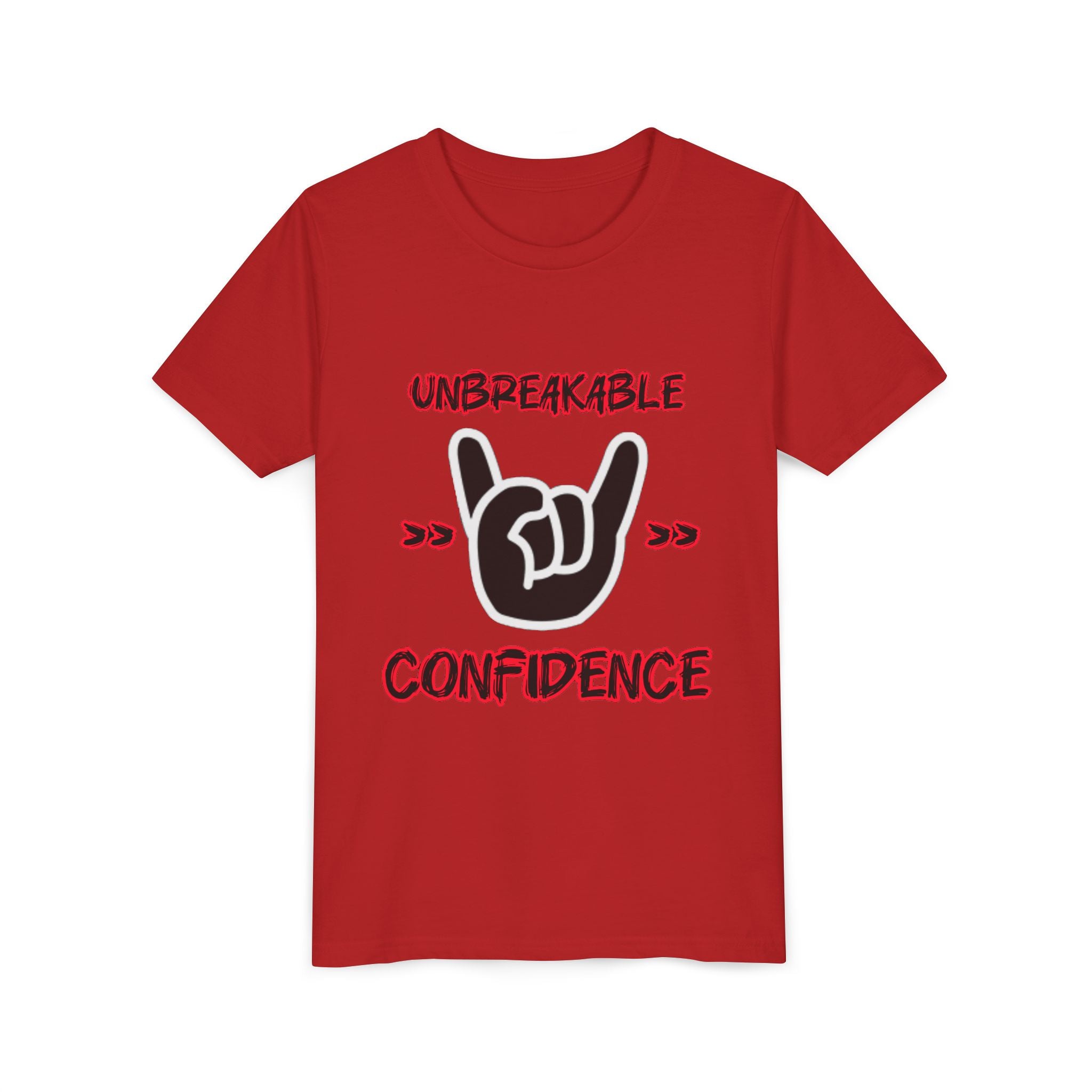 Youth Tee — "Unbreakable Confidence" Graphic Shirt with Hand Sign Design