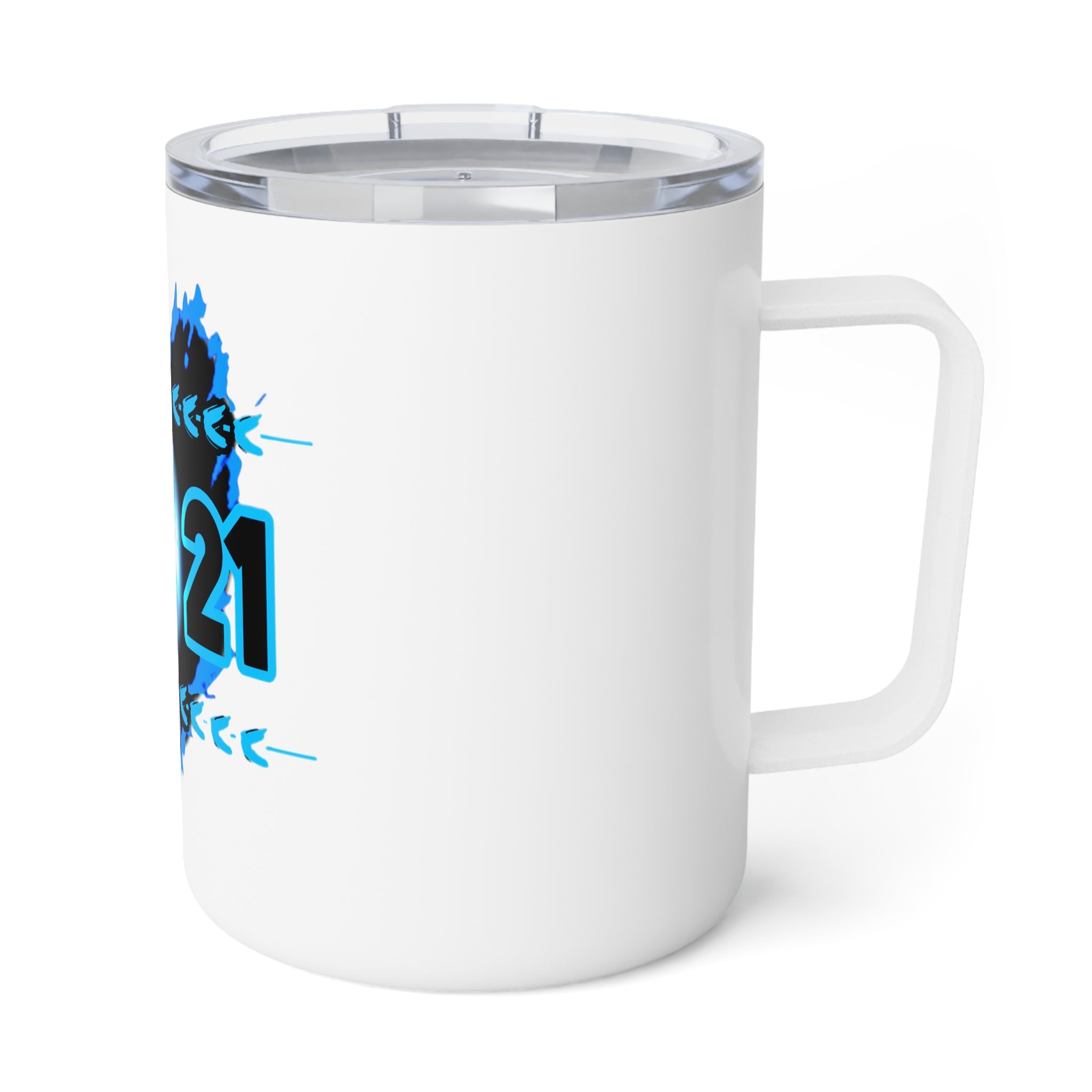 10oz Insulated Coffee Mug — Blue Digital Scripture Design (06:21)