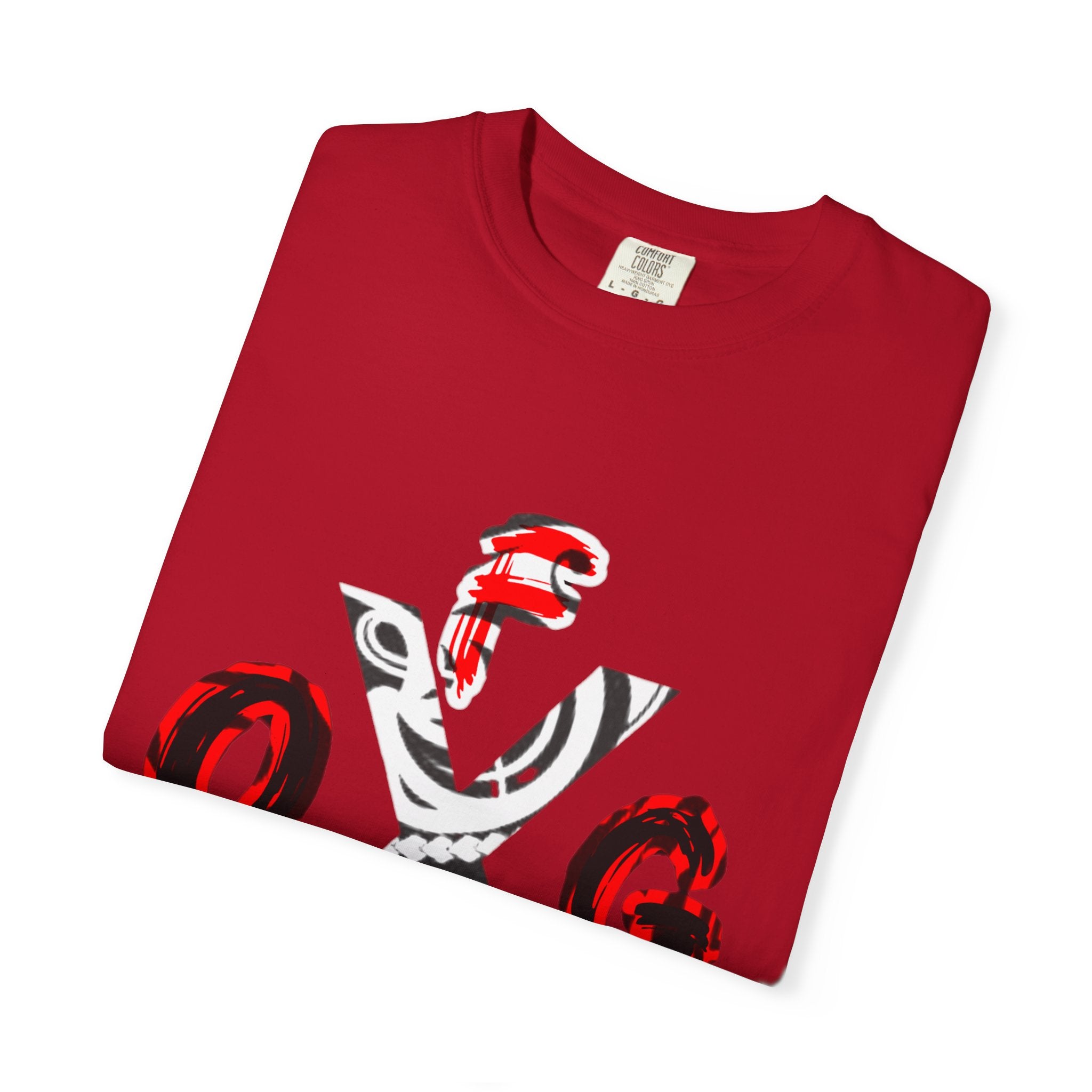 OGFB Abstract Graphic T-Shirt — Red & Black Tribal Lettering
