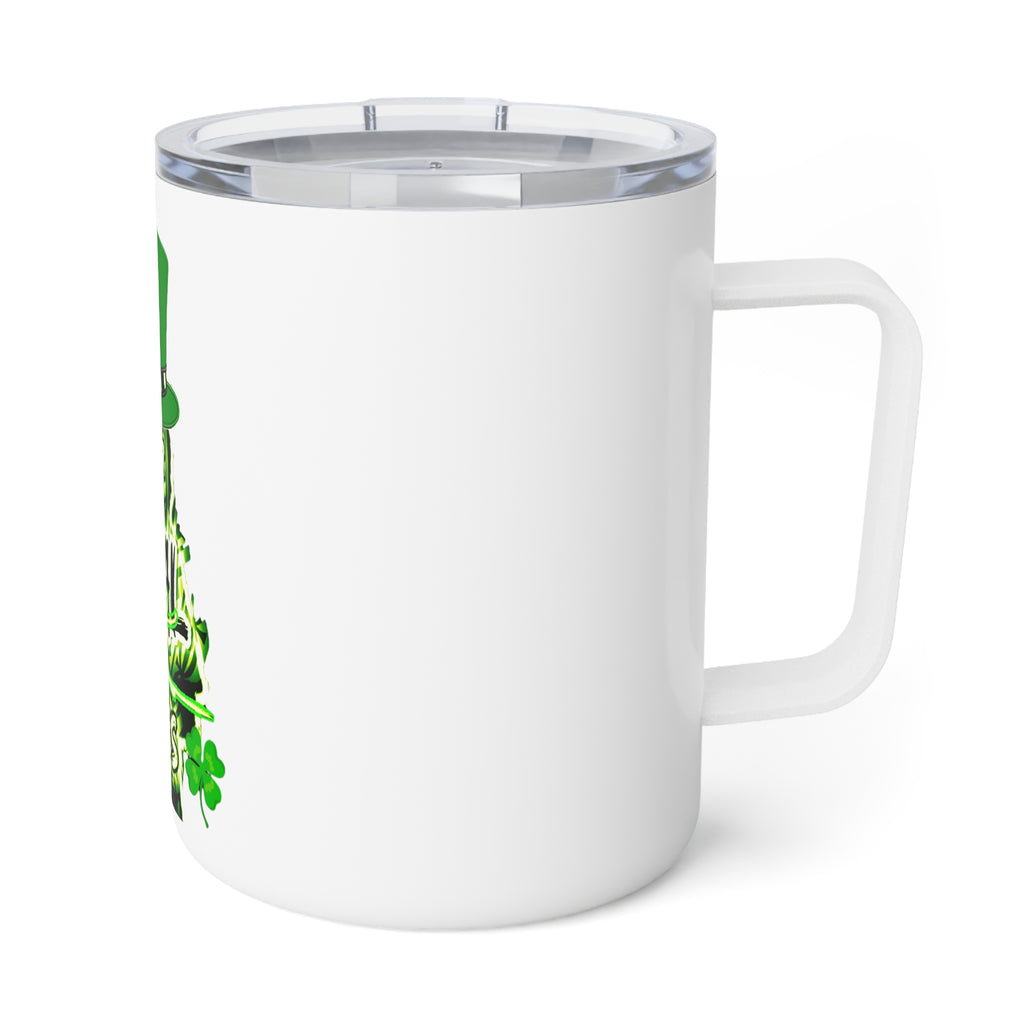 St. Patrick's Day Insulated Coffee Mug — 'OG Final Boss' Green Shamrock Travel Tumbler (10oz)