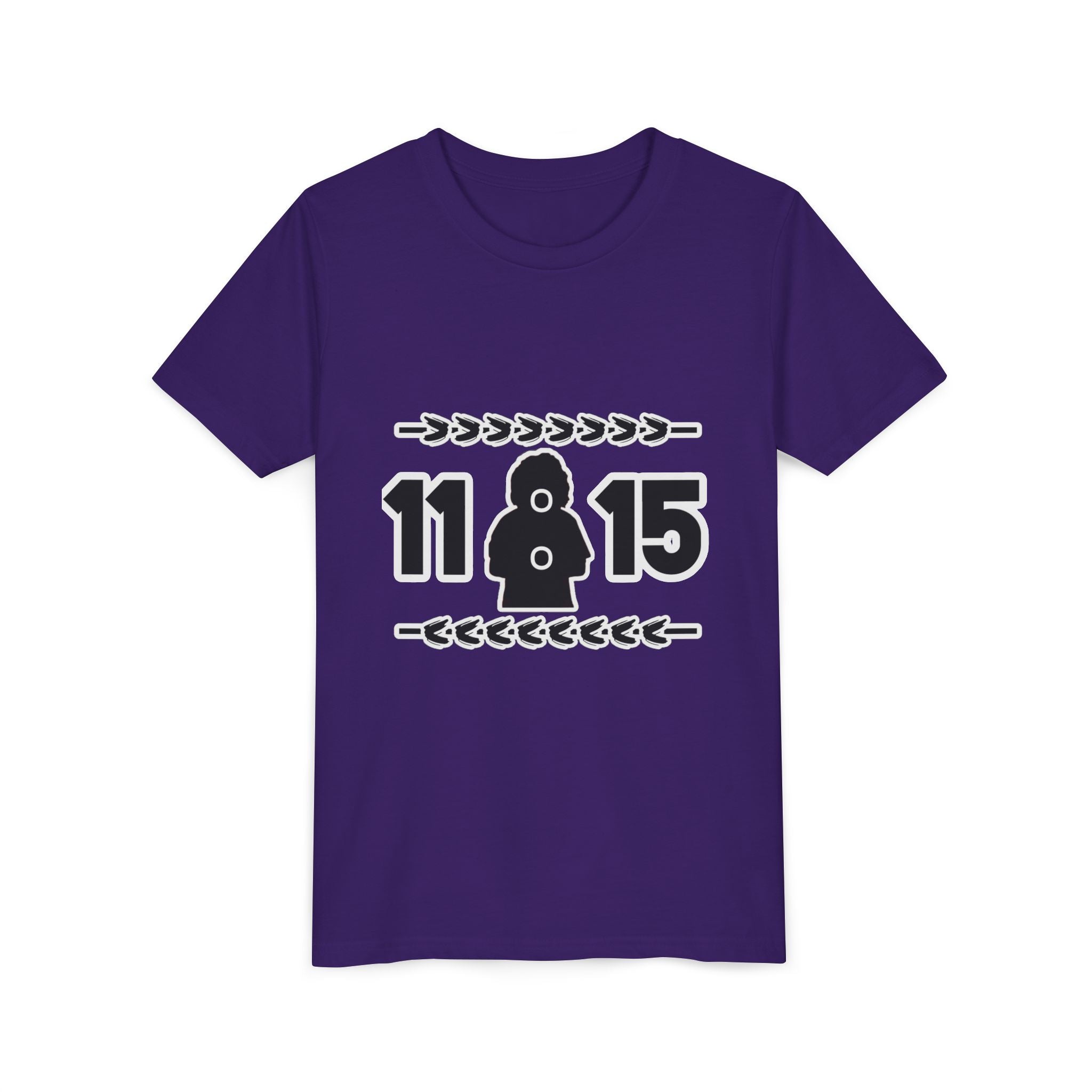 Youth Tee — '11:15' Black Silhouette Date Graphic Kids Shirt