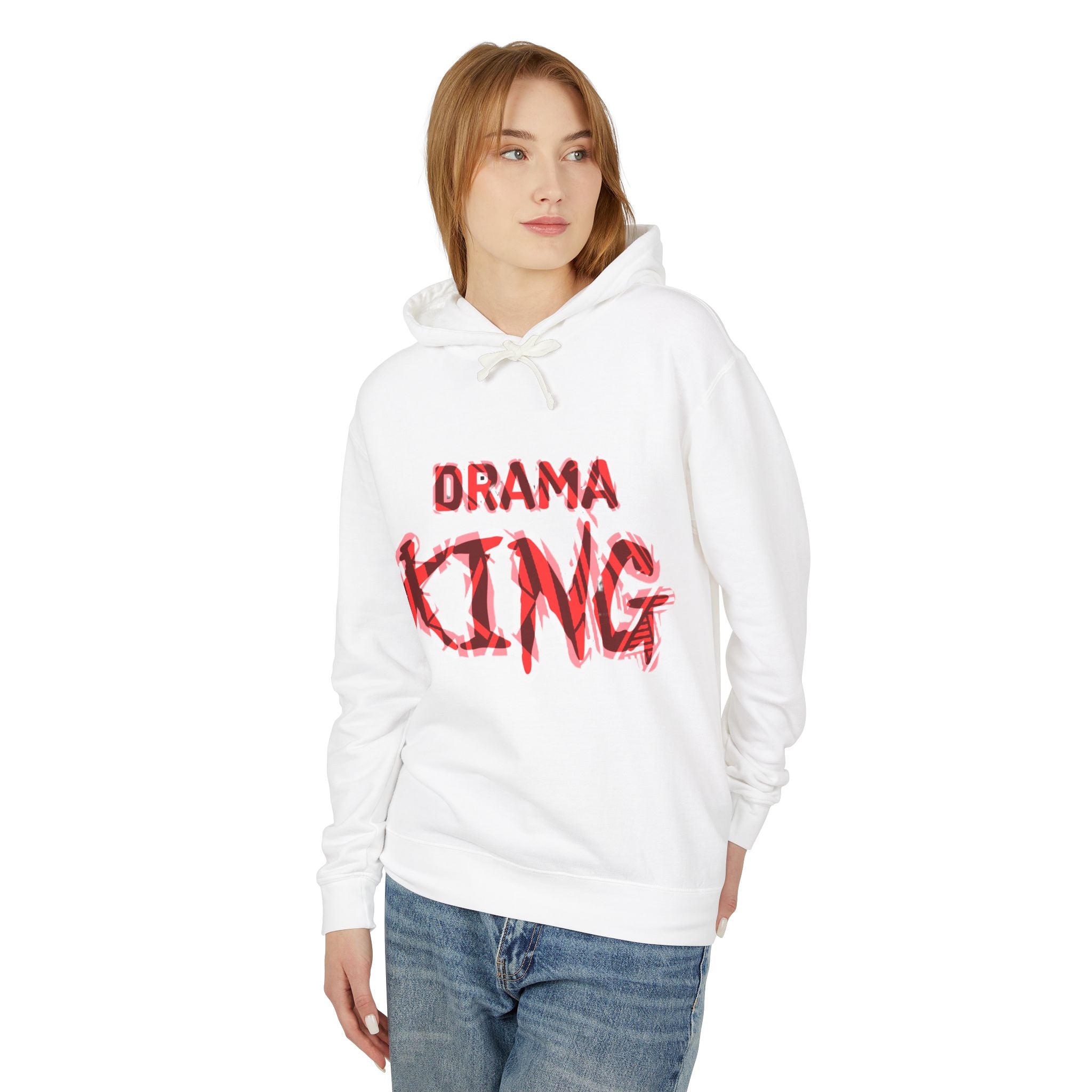 Drama King Hoodie — Graphic Red Brushstroke Pullover