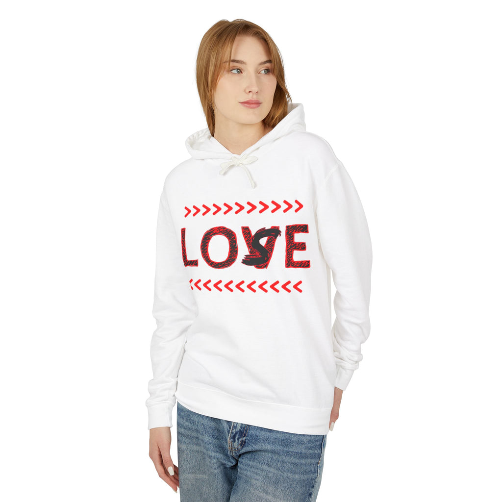 Love Arrow Hoodie — Red 'LOVE/LOSE' Graphic Lightweight Hooded Sweatshirt