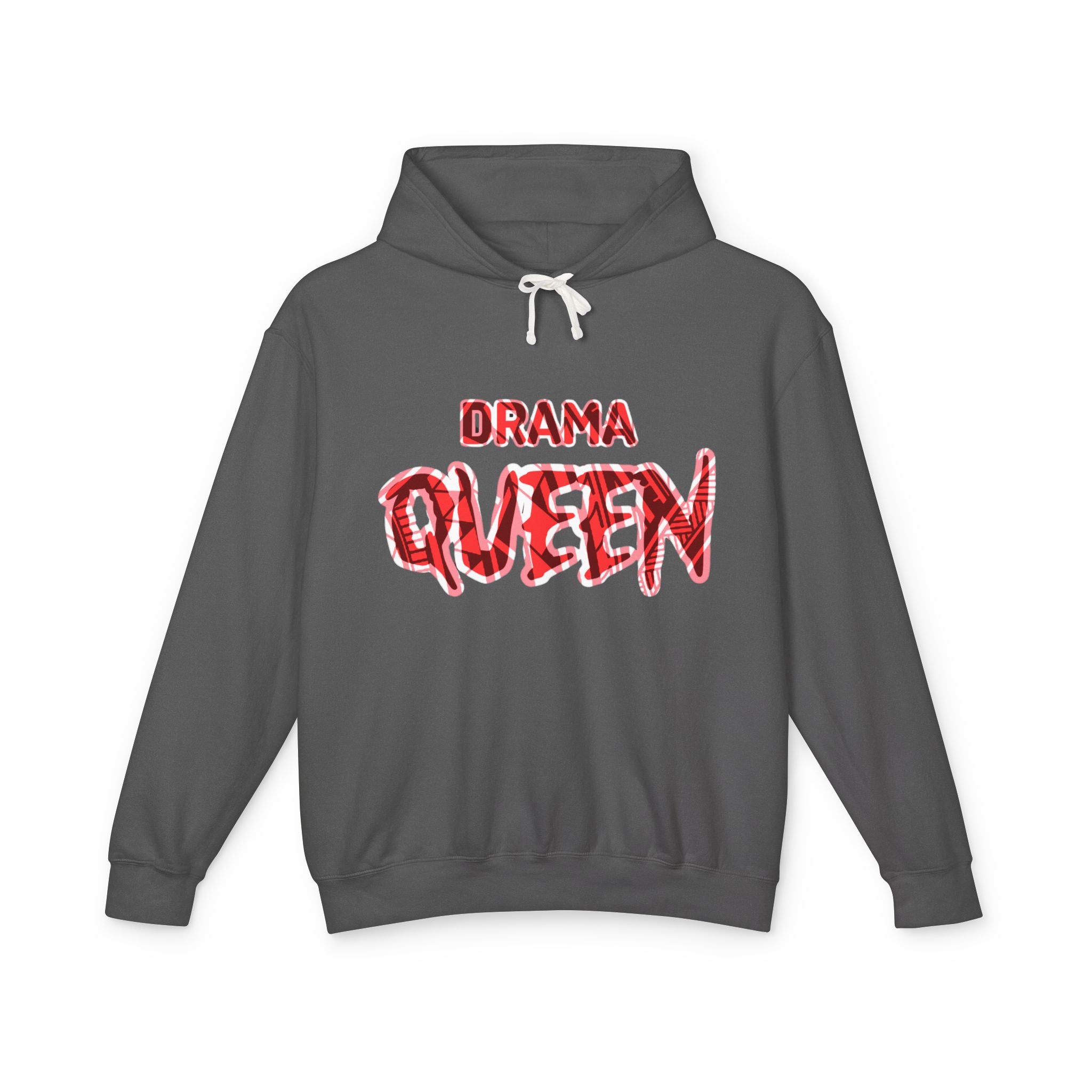 Drama Queen Hoodie — Bold Red Graphic Lightweight Hooded Sweatshirt
