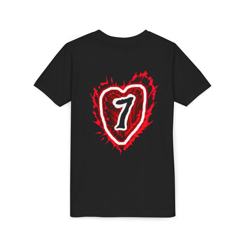 Youth Tee — Red Grunge Heart "7" Graphic
