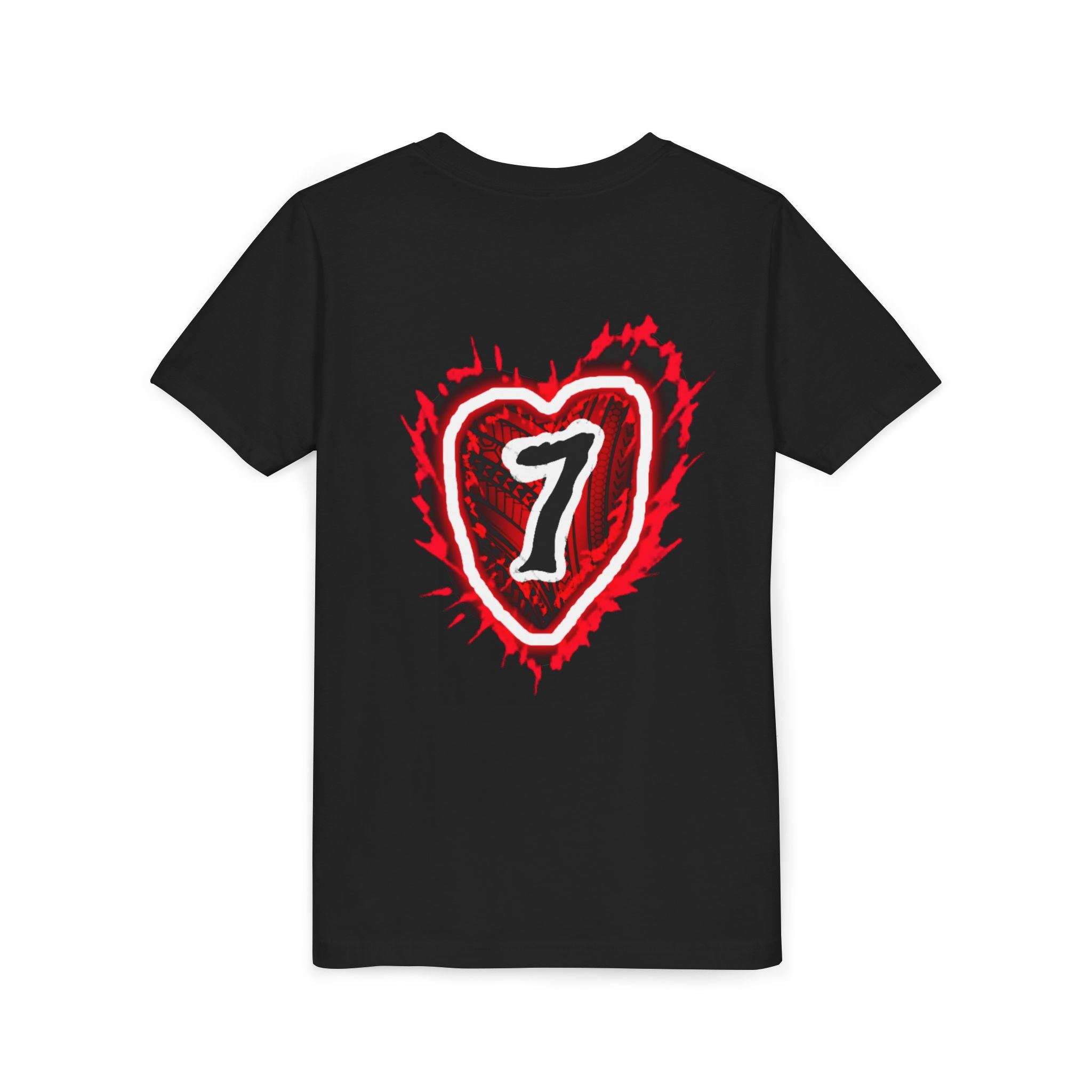 Youth Tee — Red Grunge Heart "7" Graphic