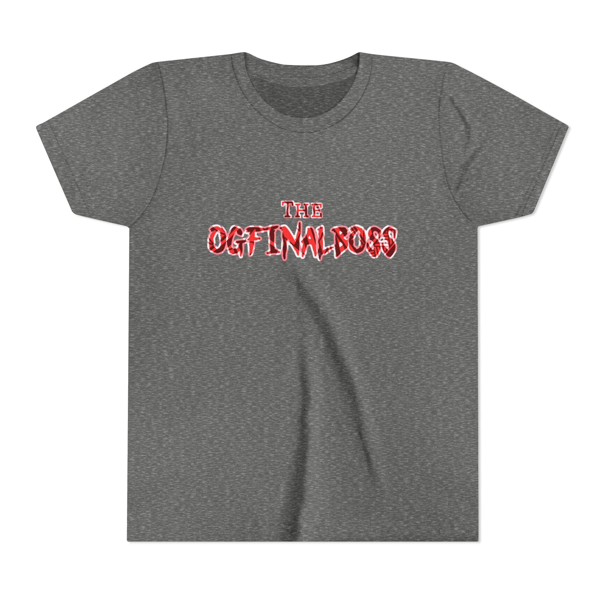 Youth Tee — “The Original Boss” Red Grunge Graphic (Angel Power)