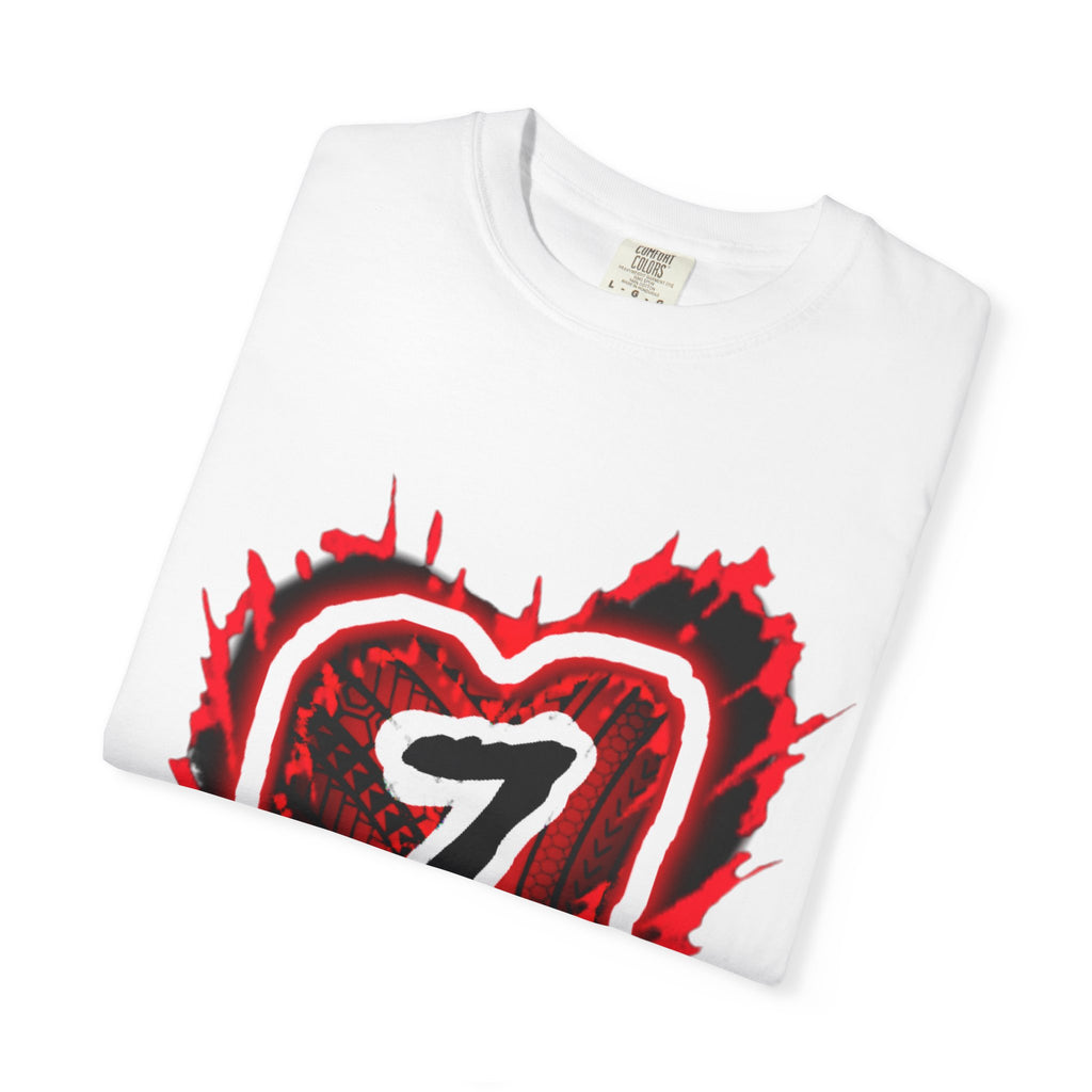 Heart Number 7 T-Shirt — Red Grunge Heart Graphic Tee