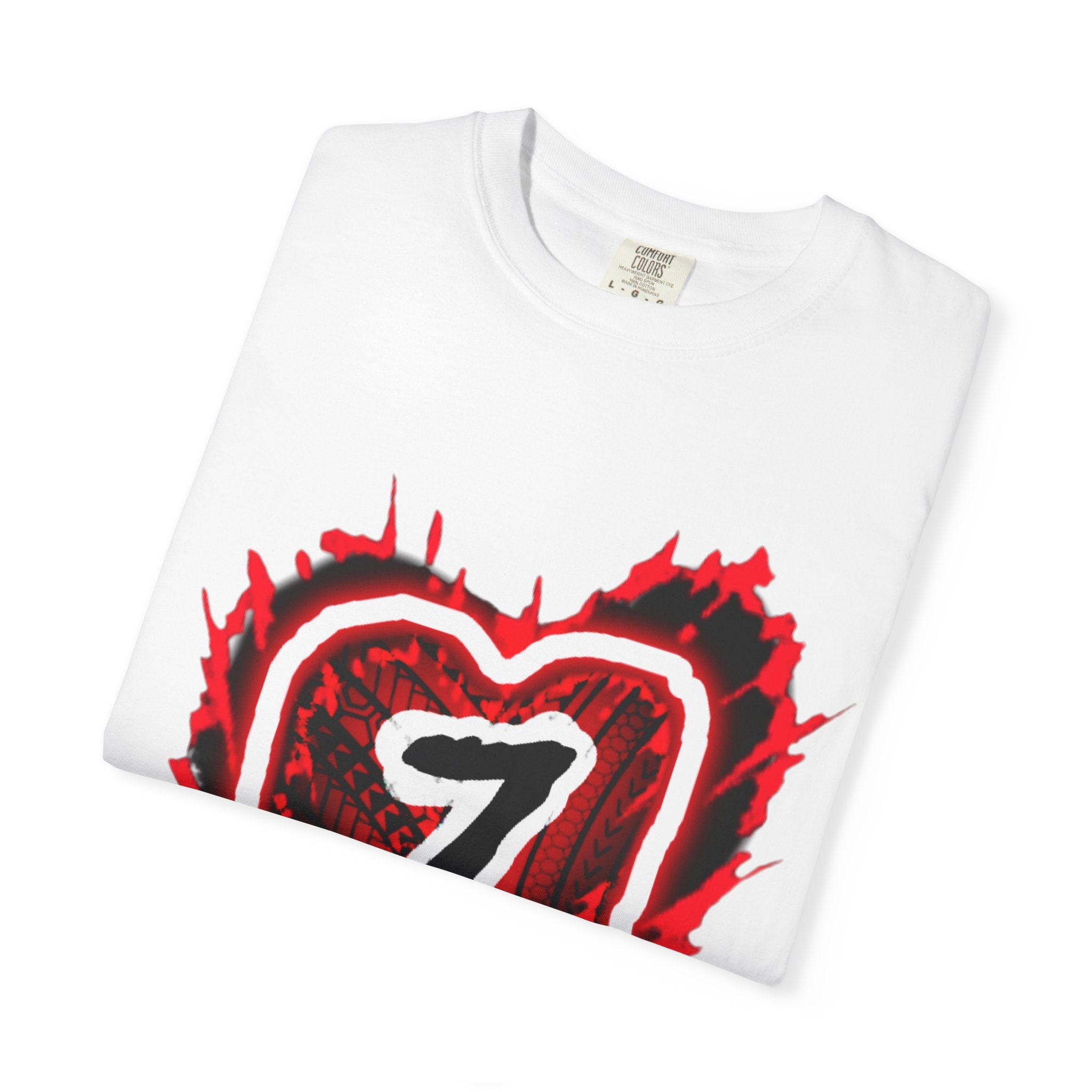 Heart Number 7 T-Shirt — Red Grunge Heart Graphic Tee