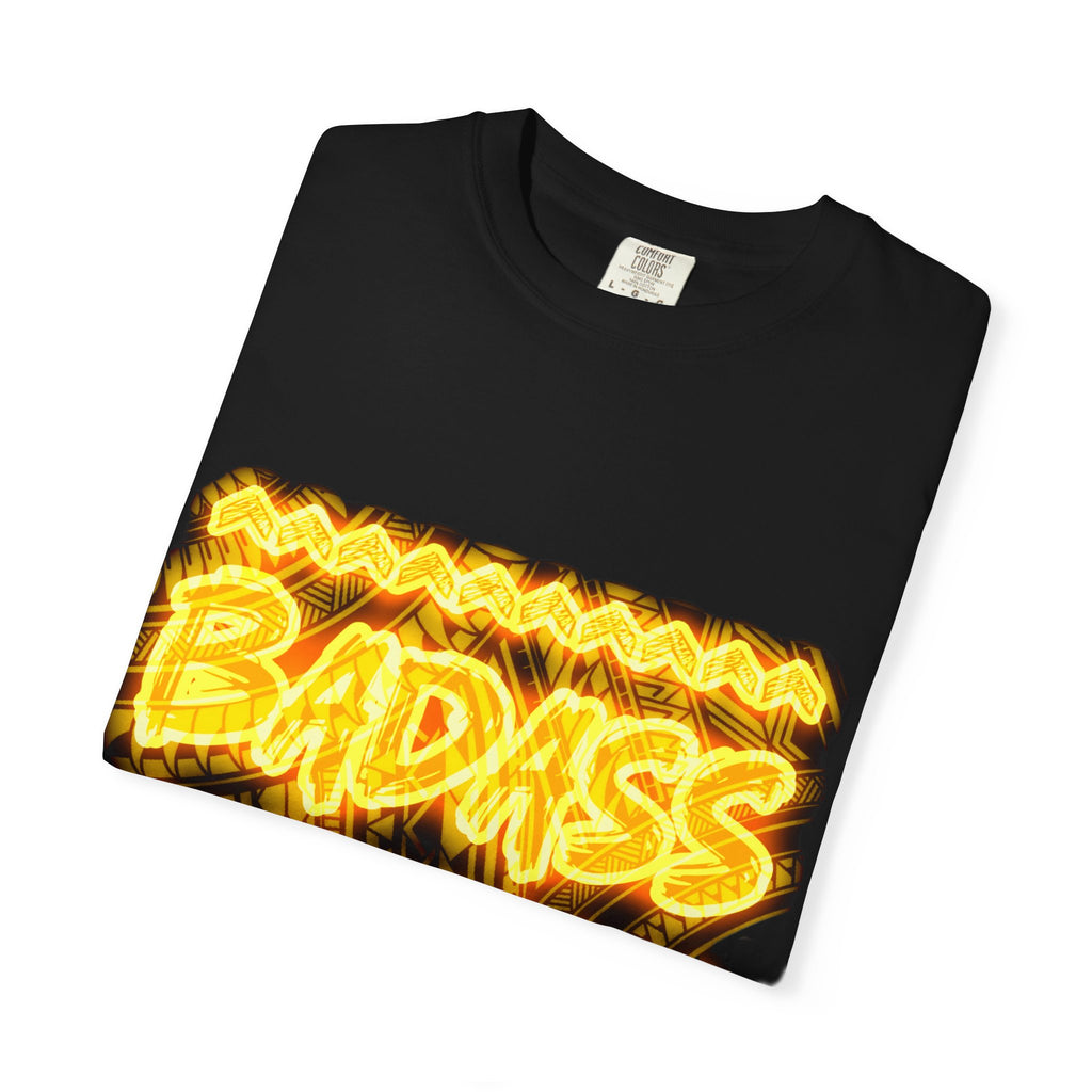 T-Shirt — Bold 'BADASS' Flame Graphic Tee (Back Name Accent)