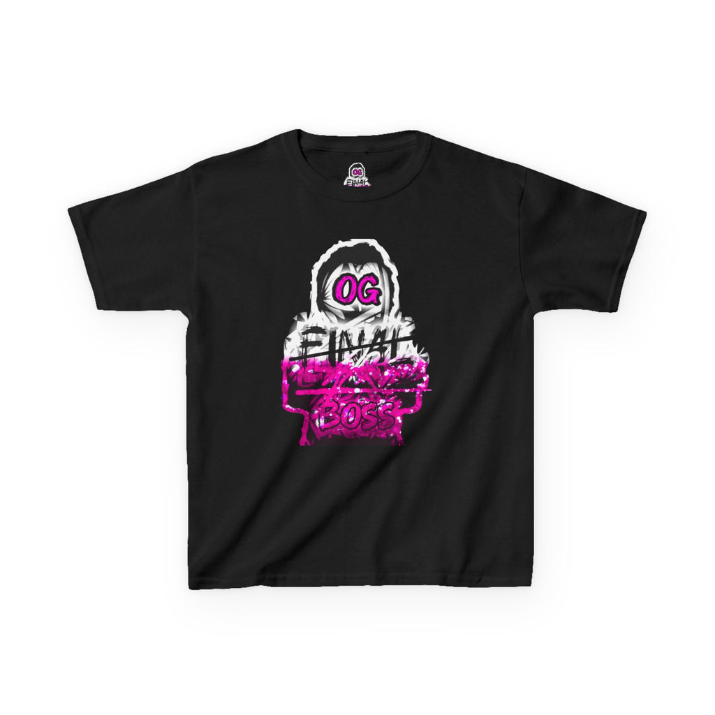 Kids Tee — OG Final Boss Skate Vibes Graphic T-Shirt (pink glitch)