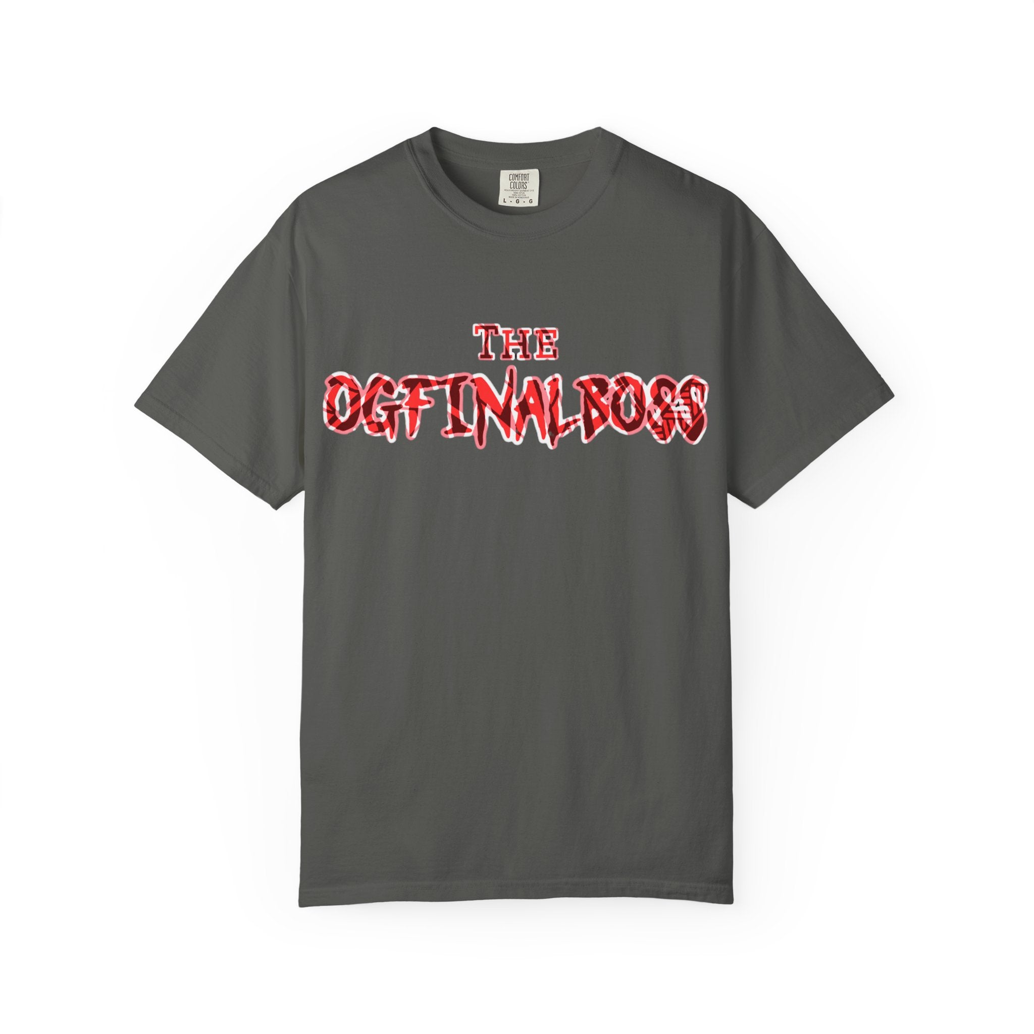 Graphic T-Shirt — "The OGFinalBoss" Red Flame Text Tee