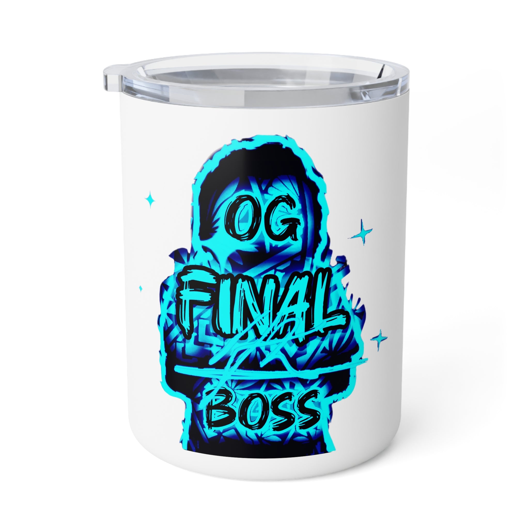 10oz Insulated Mug — 'OG Final Boss' Neon Gamer Coffee Tumbler