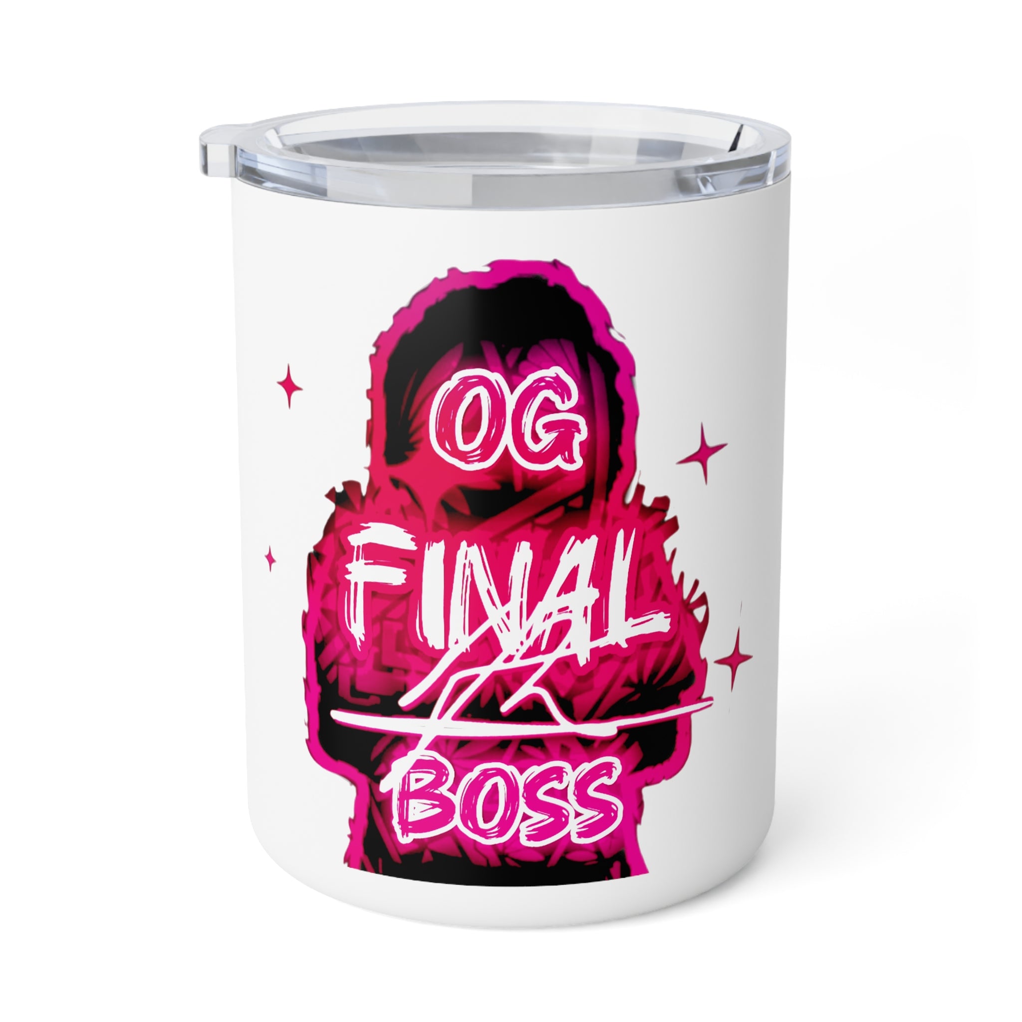 OG Final Boss Coffee Mug – 10oz - Raspberry Pink - Insulated Travel Tumbler