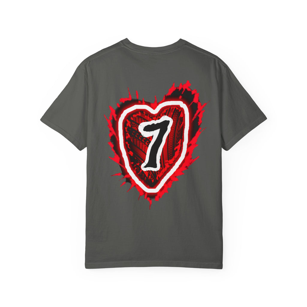 Heart Number 7 T-Shirt — Red Grunge Heart Graphic Tee