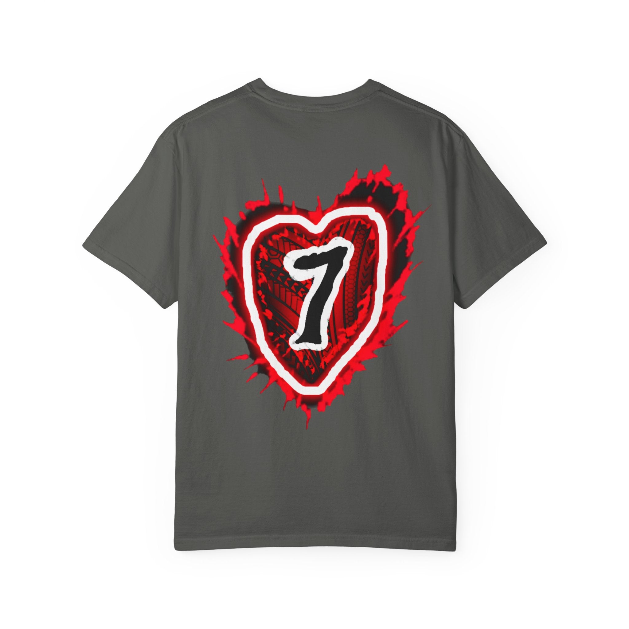 Heart Number 7 T-Shirt — Red Grunge Heart Graphic Tee