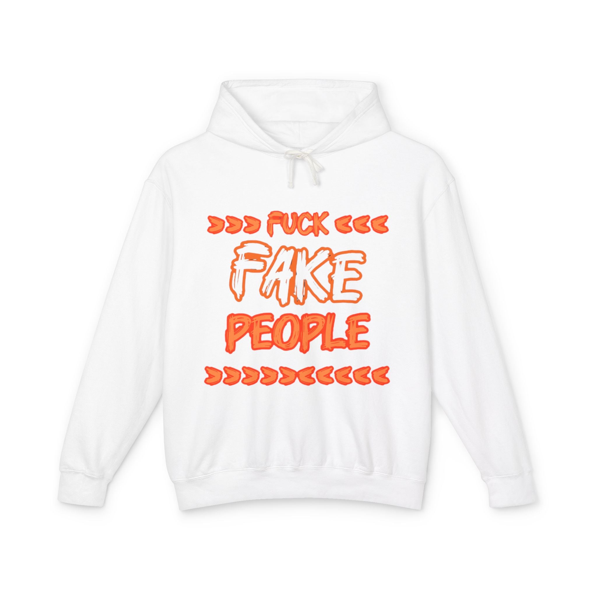 Fuck fake people - Orange Graphic - Unisex Lightweight Hooded Sweatshirt