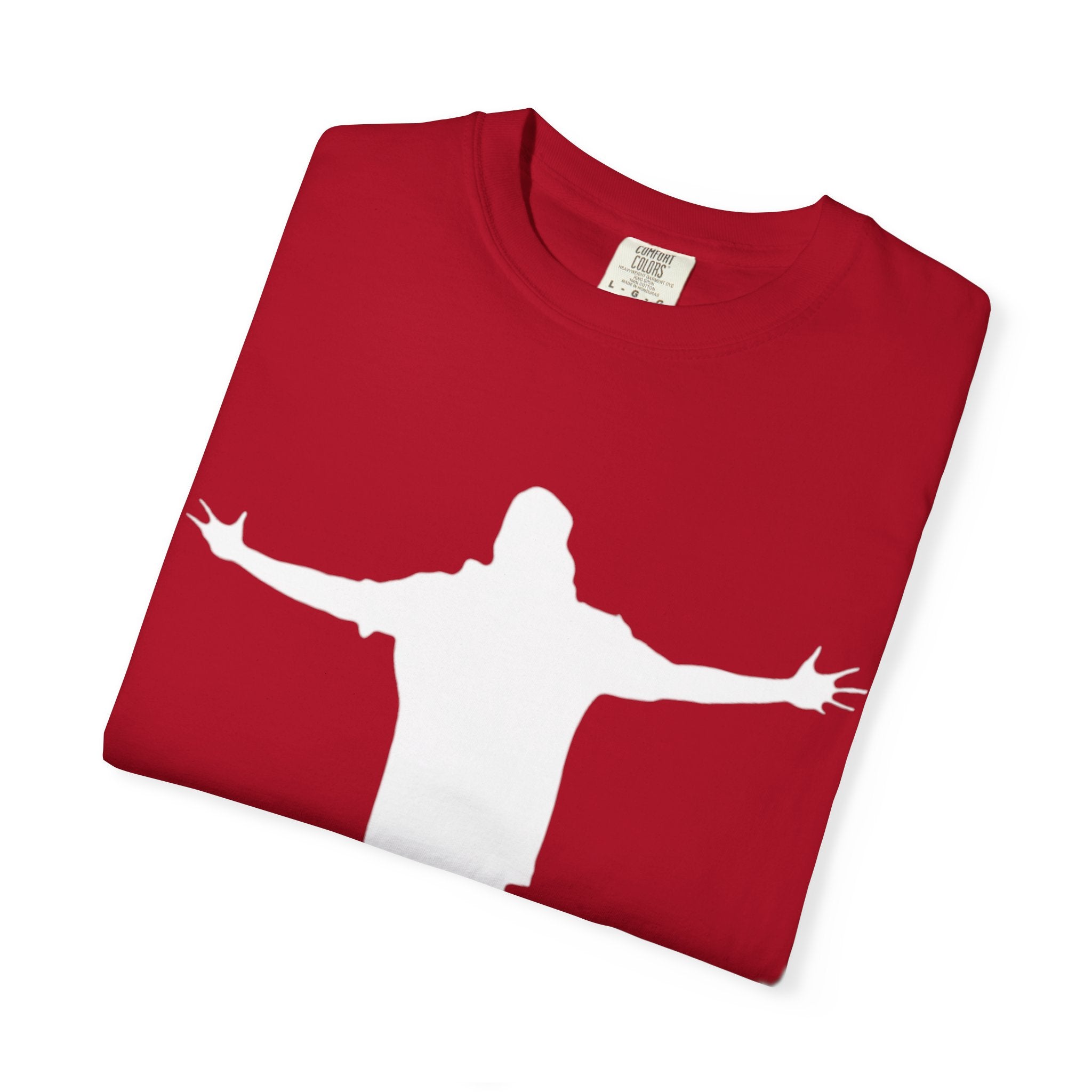 Cruciform Silhouette T-Shirt — Minimalist Jesus Outline Graphic Tee
