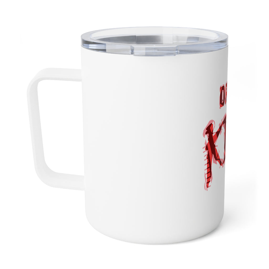 Insulated Mug - "Drama King" Red Brushstroke 10oz Travel Coffee Cup
