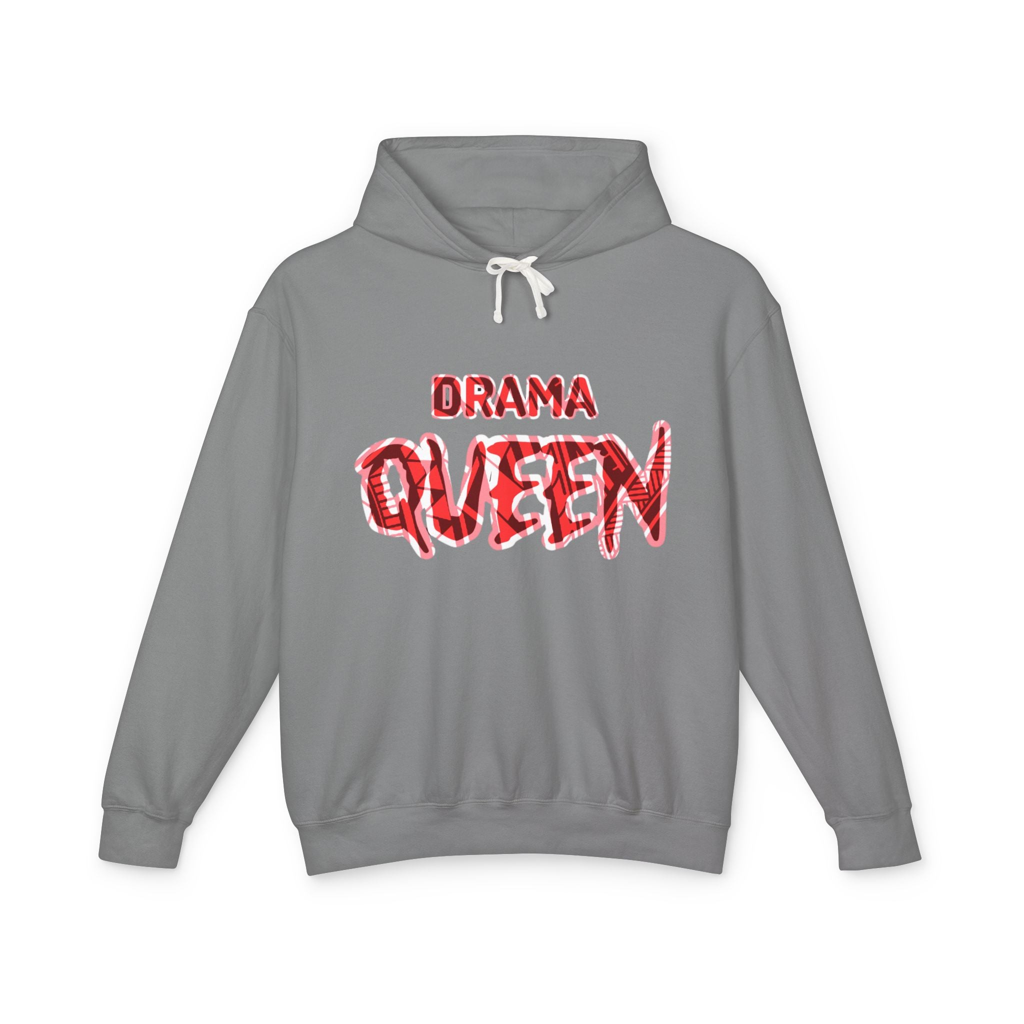 Drama Queen Hoodie — Bold Red Graphic Lightweight Hooded Sweatshirt