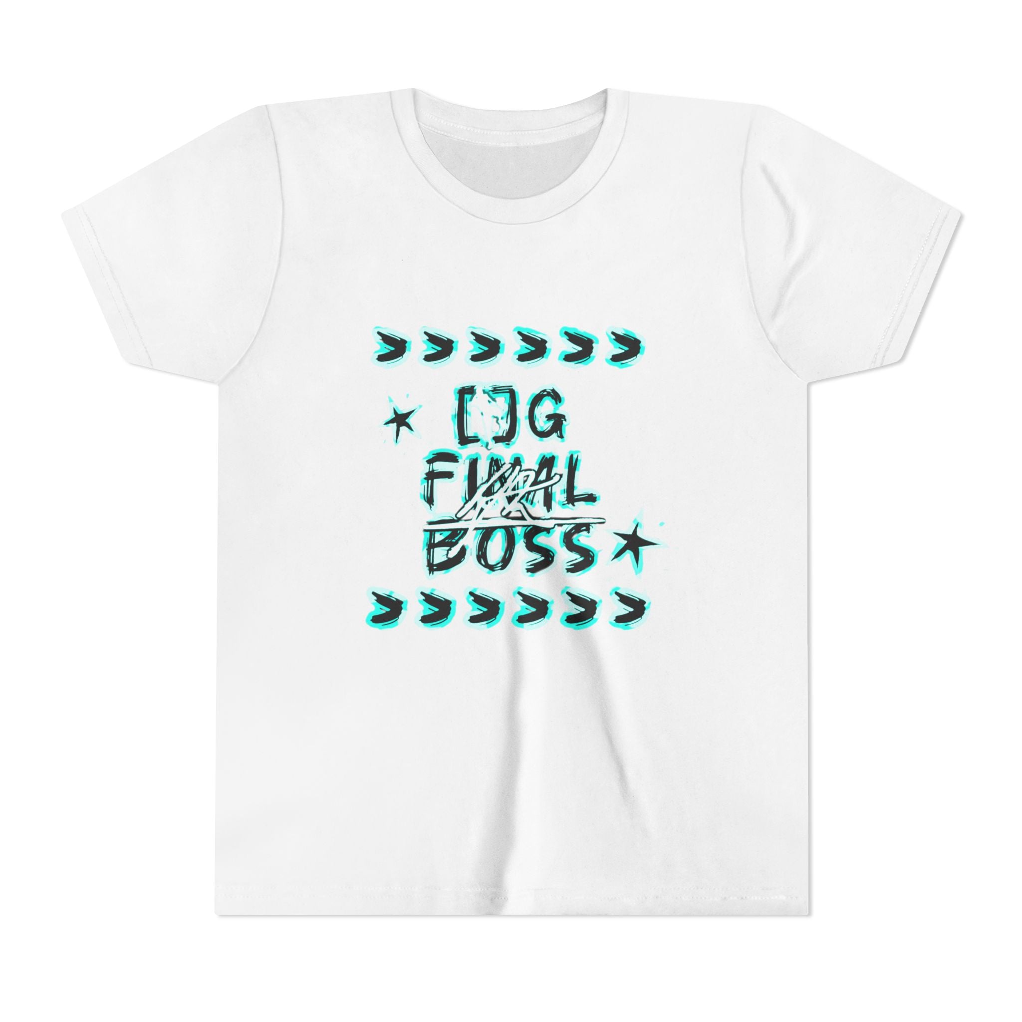 Youth Tee — "OG Final Boss" Graphic Shirt with Cyan Star Nameback