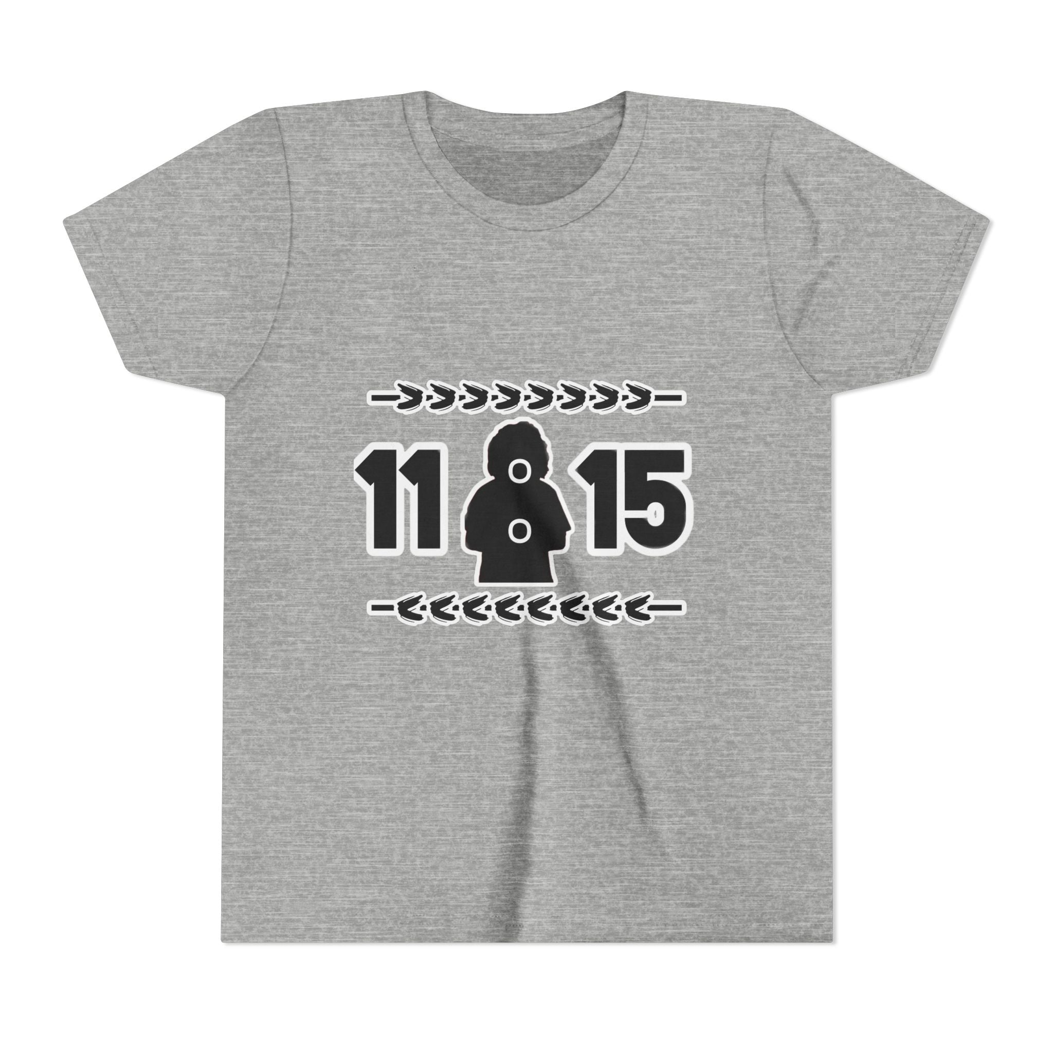 Youth Tee — '11:15' Black Silhouette Date Graphic Kids Shirt