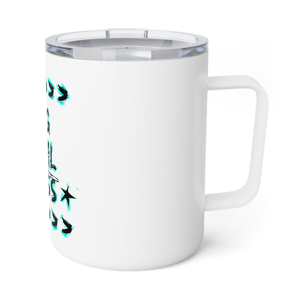 Insulated Coffee Mug — "OG Final Boss” Cyan Star Gaming 10oz Travel Mug